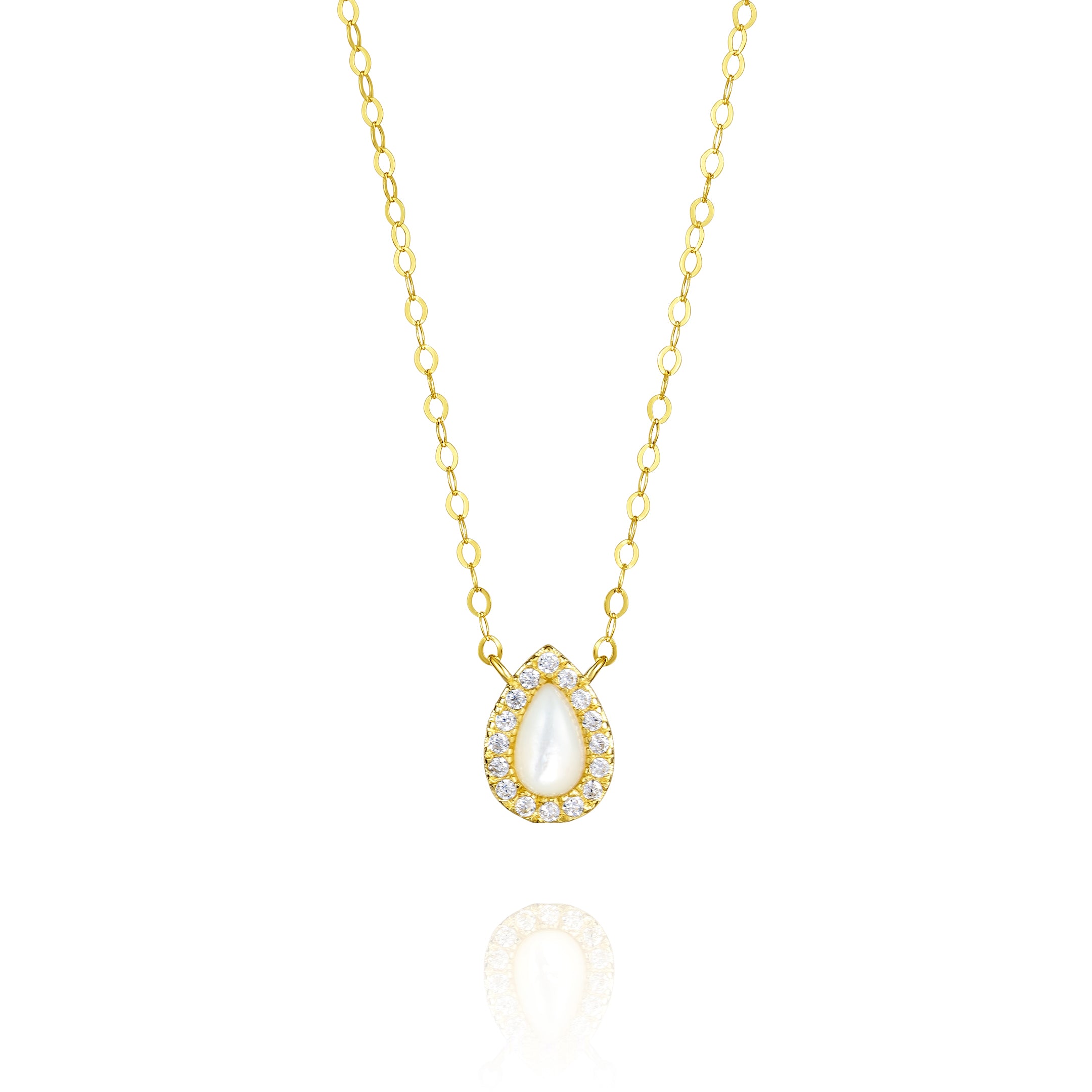 18K Pure Gold White Stone Necklace