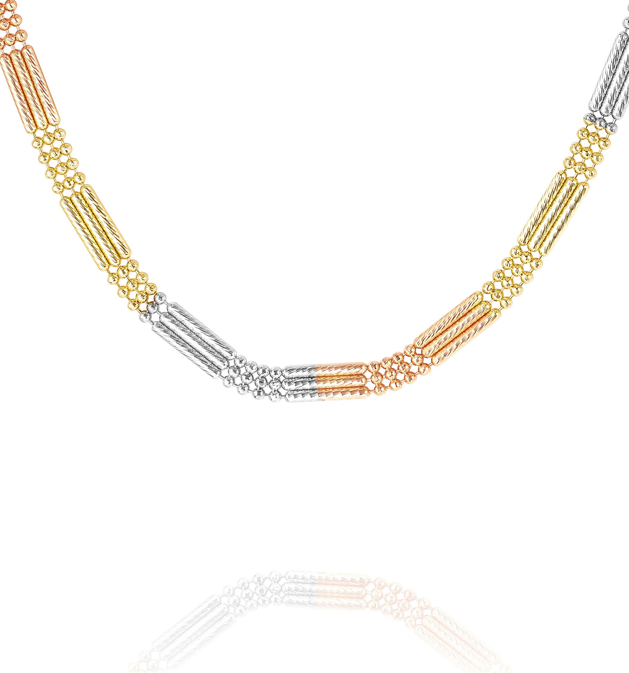 18K Pure Gold 3 Color Layer Seed Chain