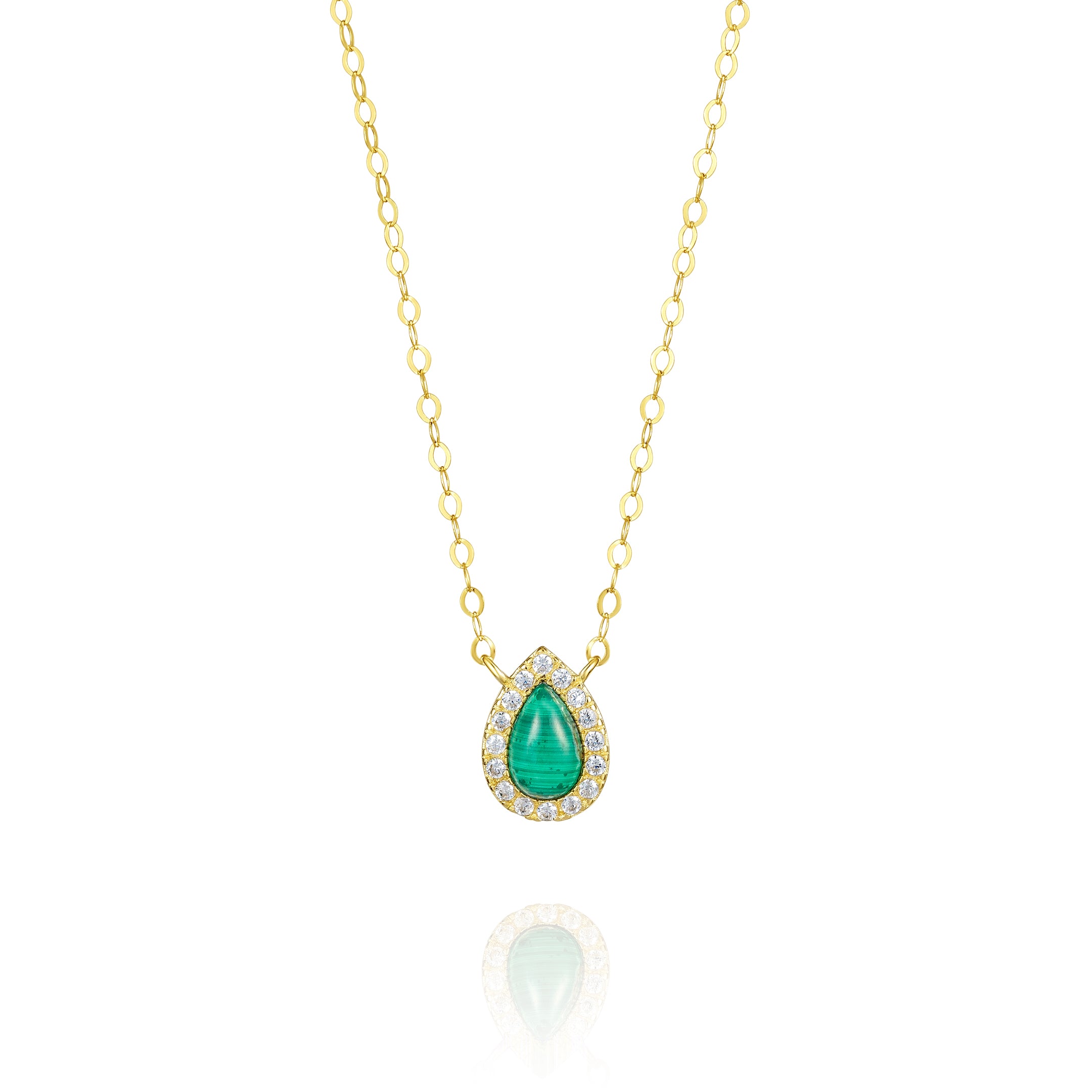 18K Pure Gold Green Stone Necklace