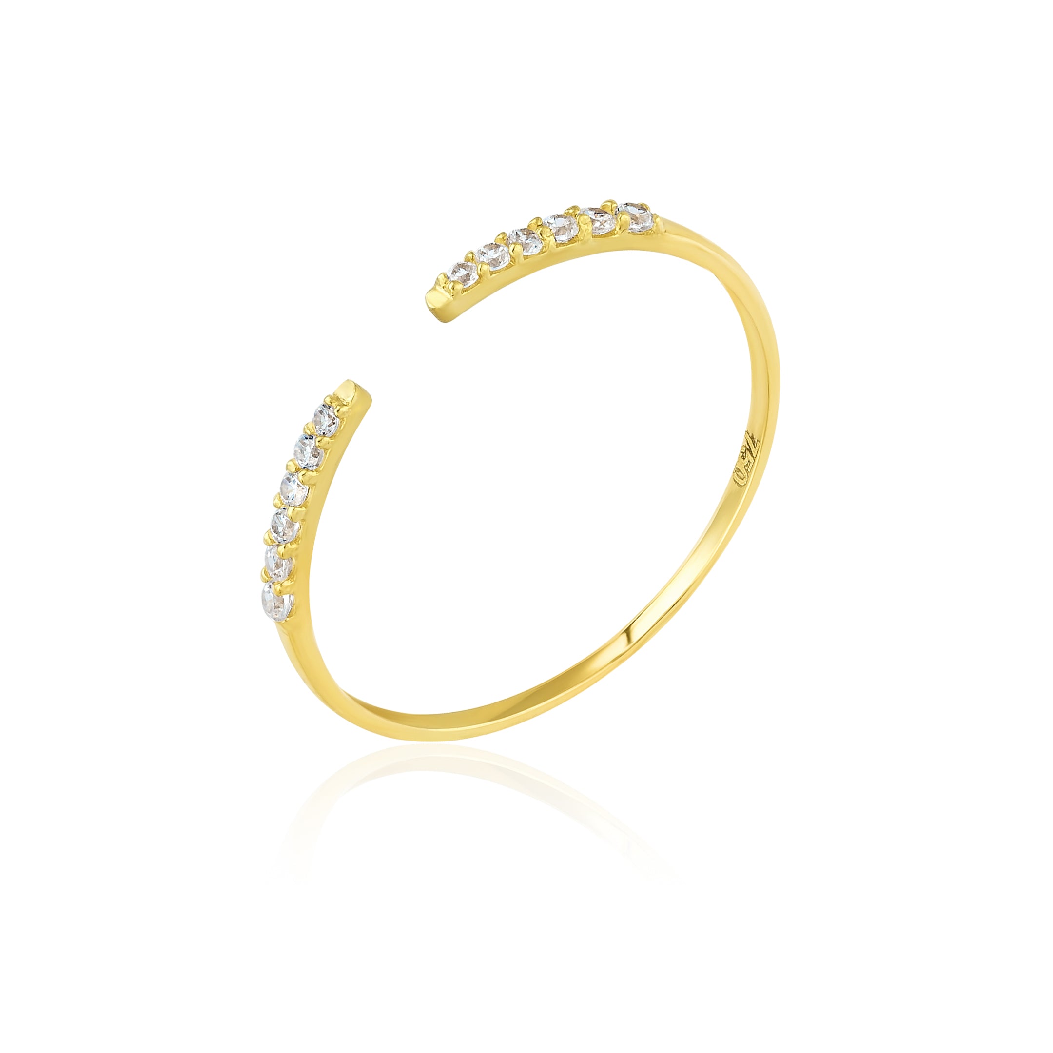 18K Pure Gold Elegant Design w/ Zircon Stone Ring