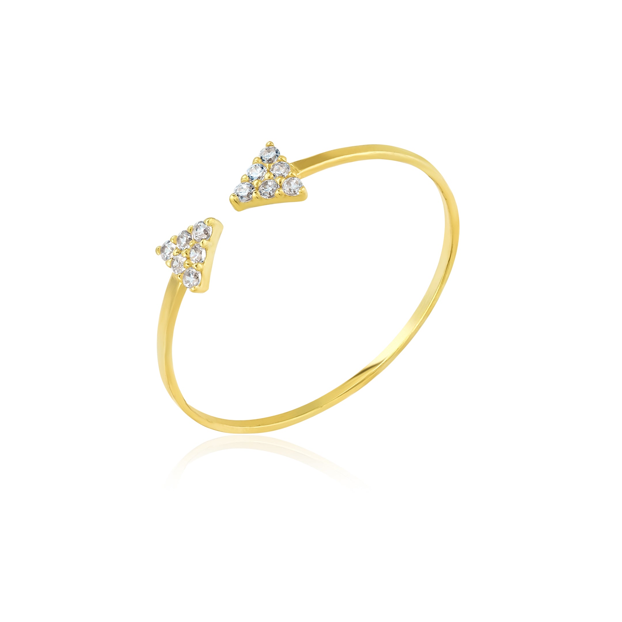 18K Pure Gold Arrow w/ Zircon Stone Design Ring