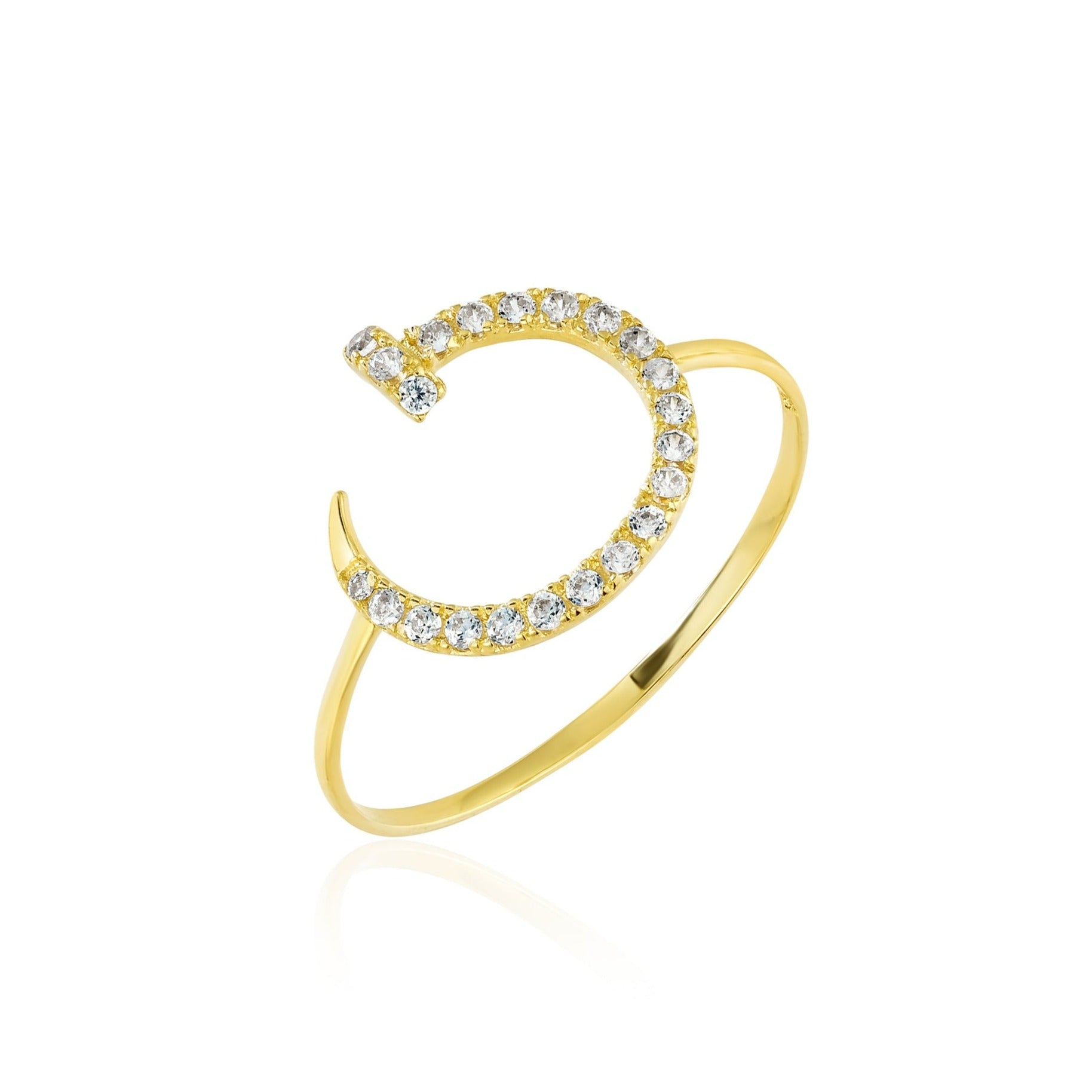 18K Pure Gold Nail Stone Ring