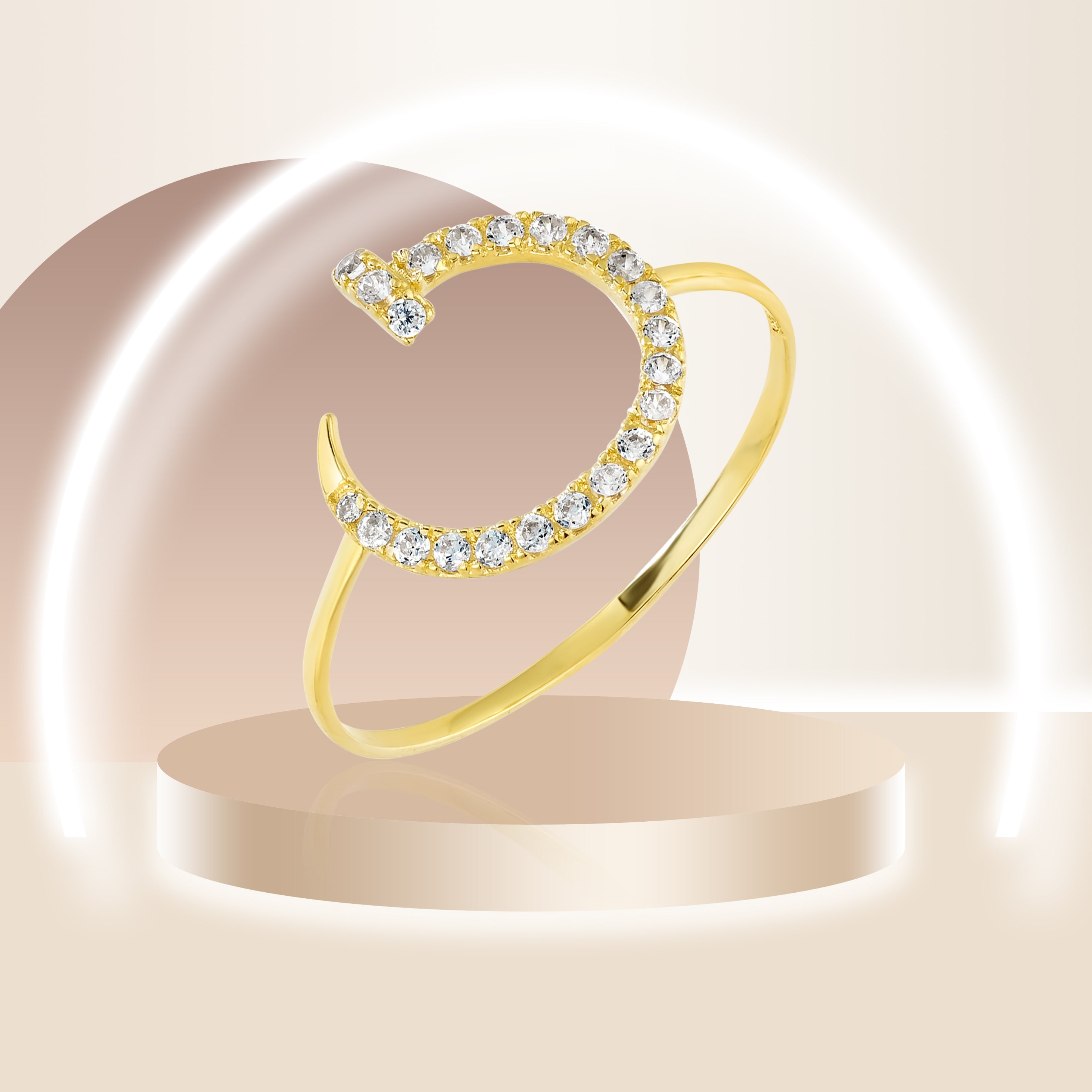 18K Pure Gold Nail Stone Ring