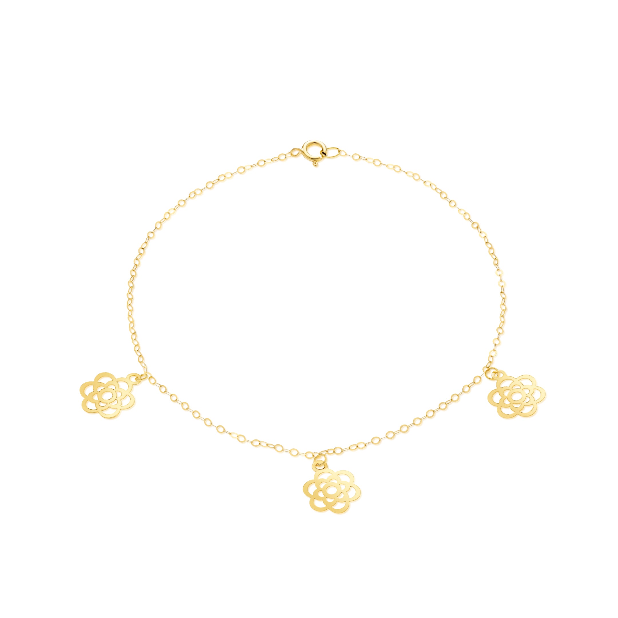18K Pure Gold Fine Flower Bracelet