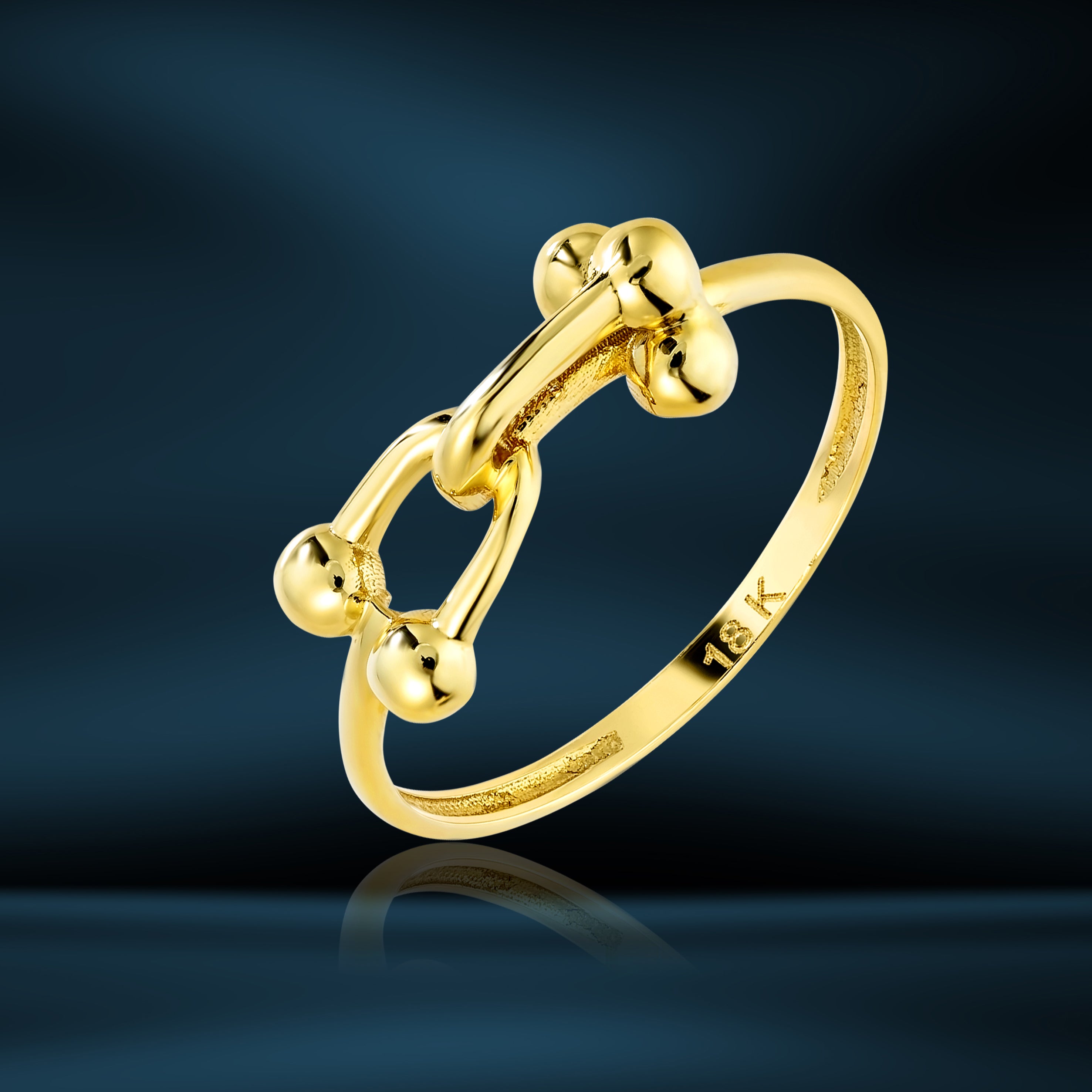 18K Pure Gold U-Link Ring