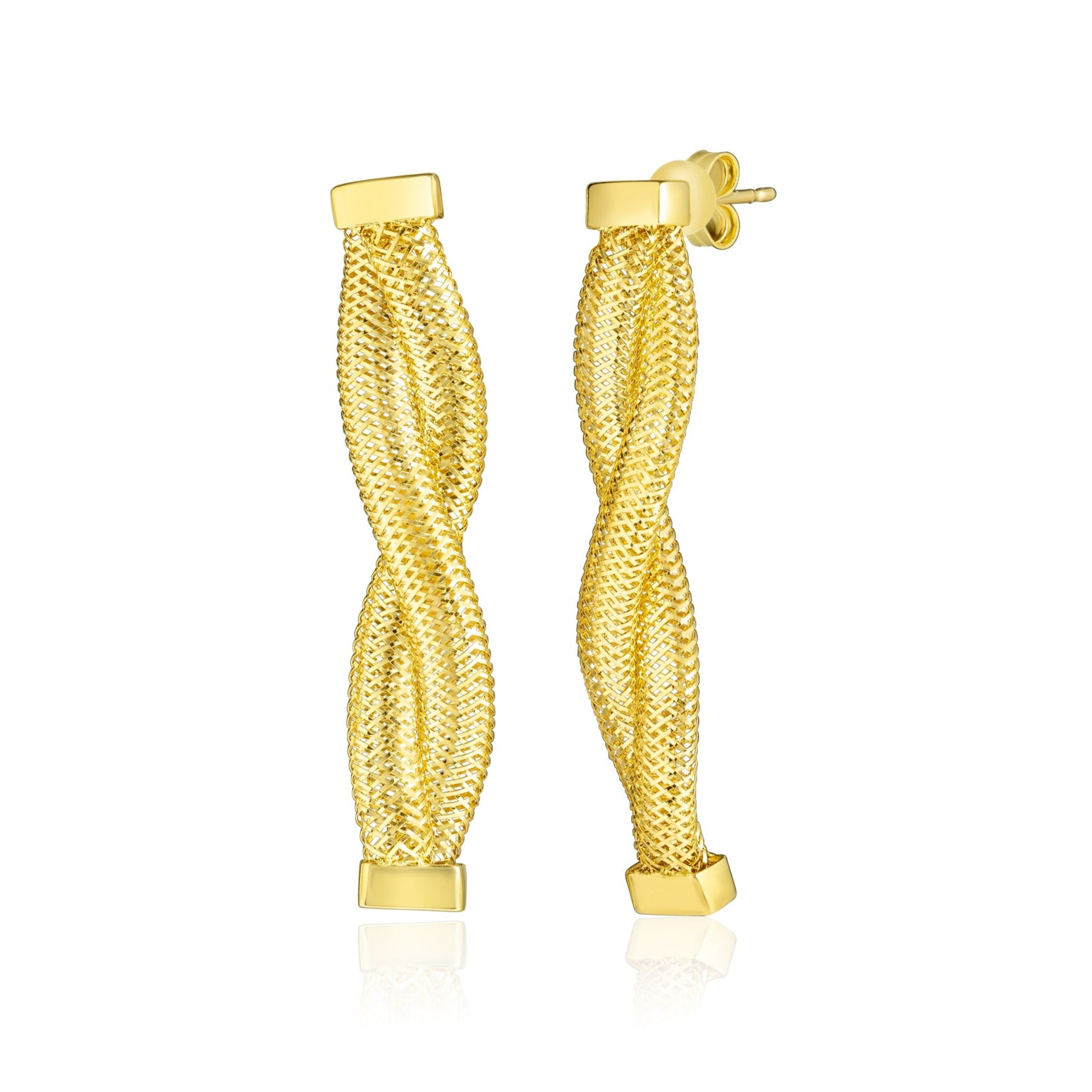 18K Pure Gold Twisted Stud Earring Set