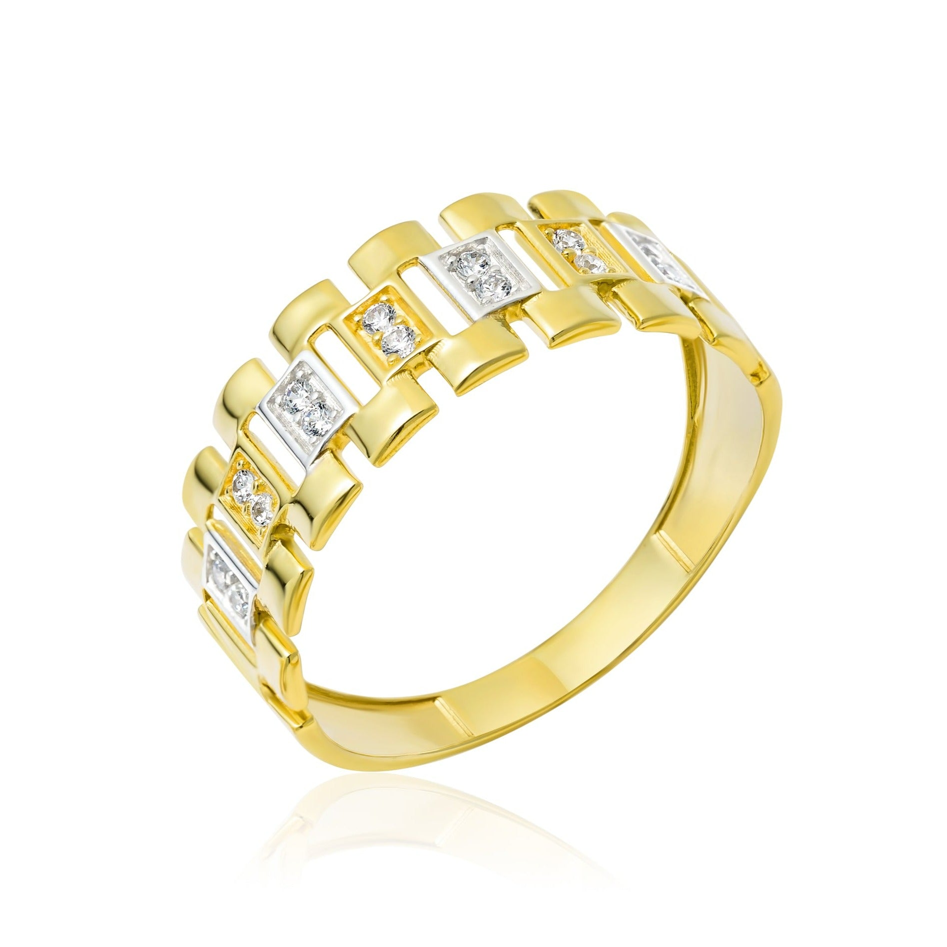 18K Pure Gold Belt Stone Ring