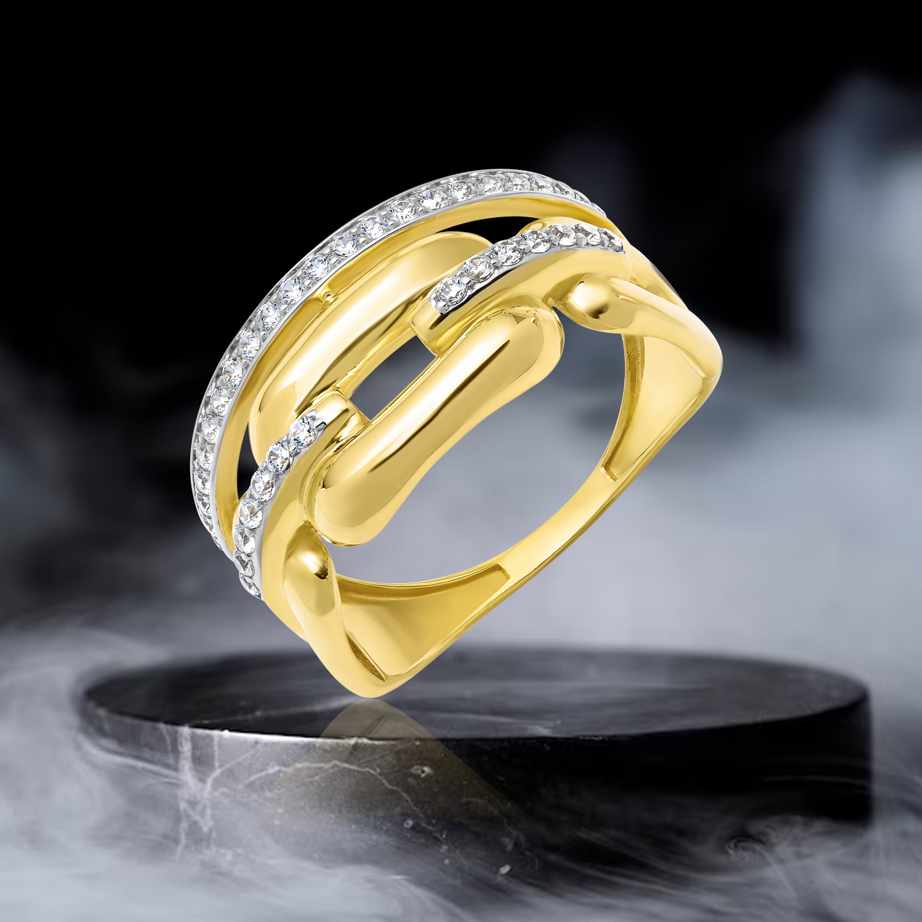 18K Pure Gold 2 Color Ring