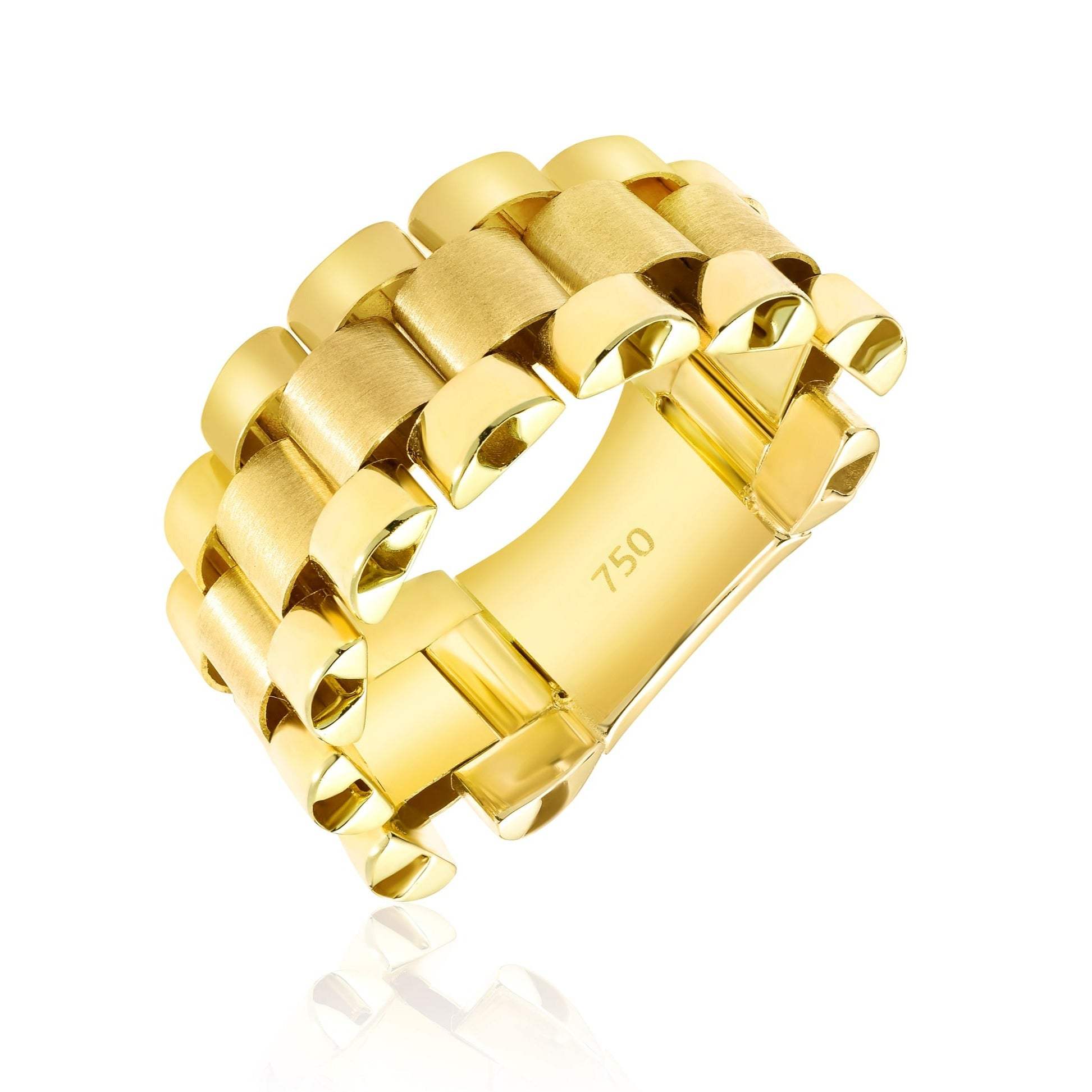 18K Pure Gold Elegant Thick Belt Ring