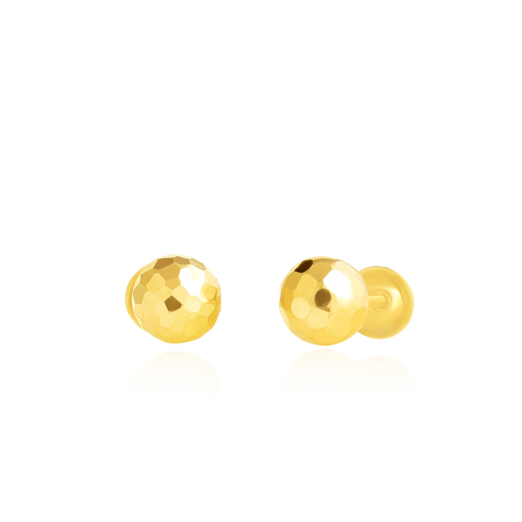 18K Pure Gold Ball Screw Earring Set