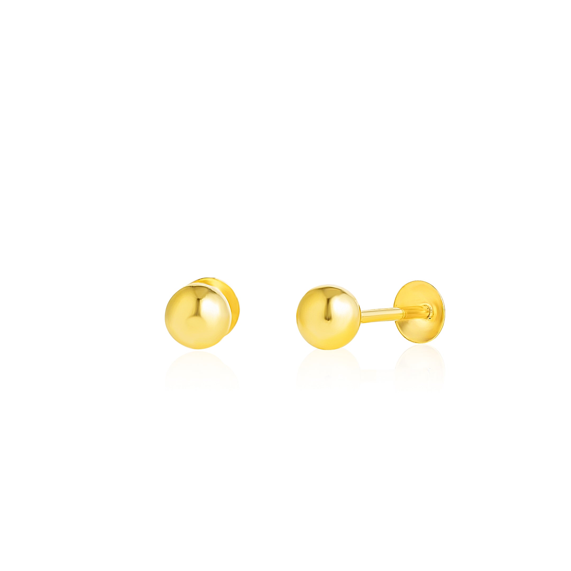 18K Pure Gold Ball Screw Earring Set