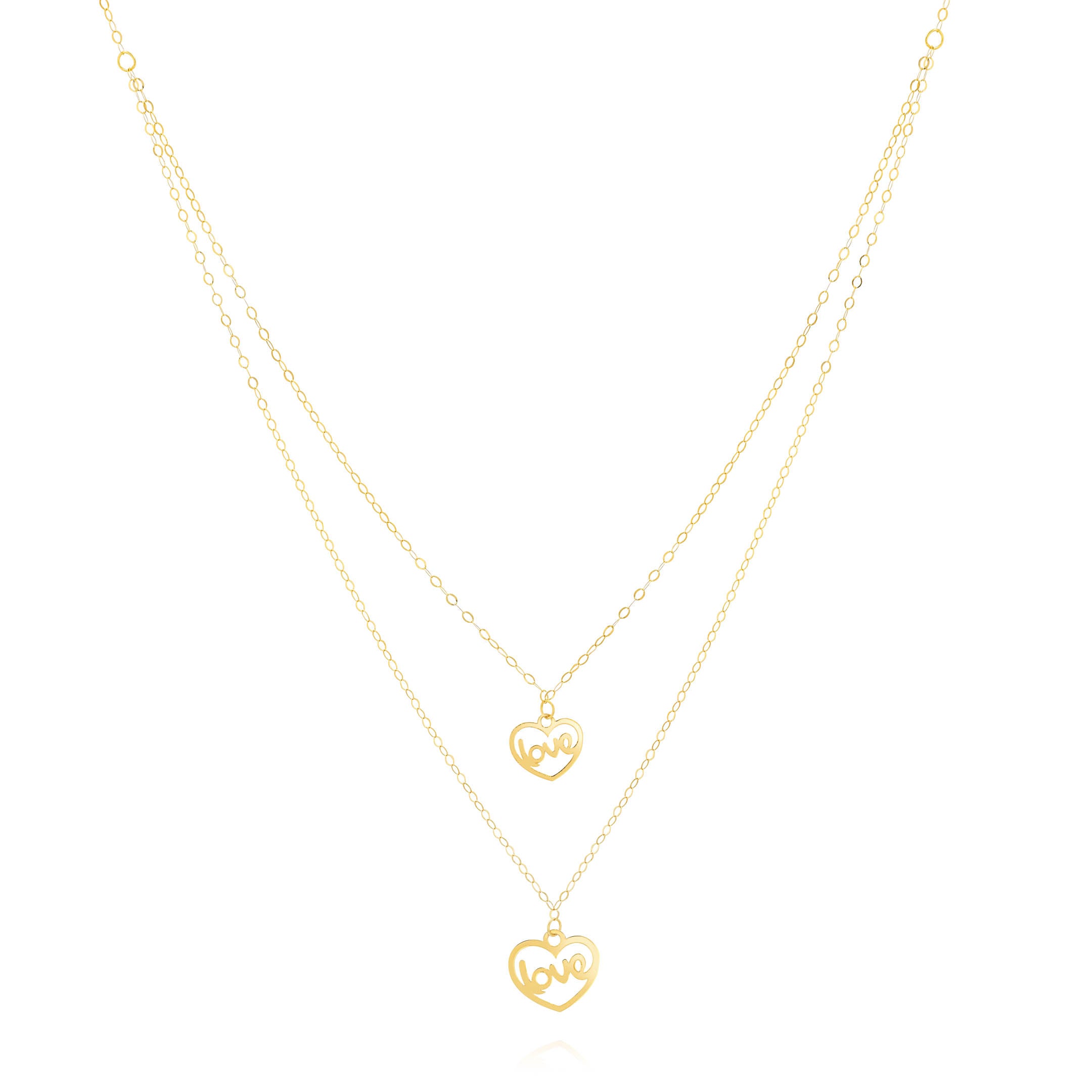 18K Pure Gold 2 Layer Love Necklace