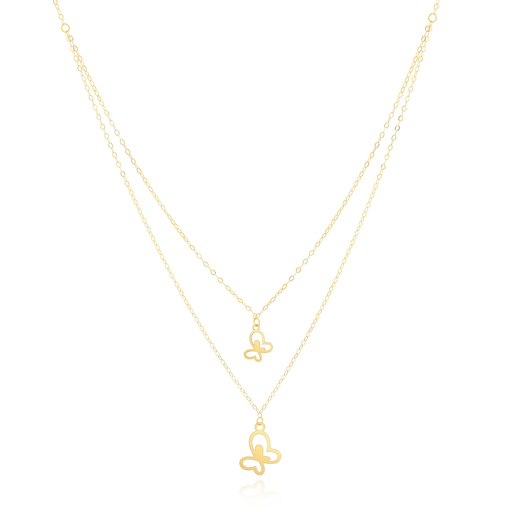 18K Pure Gold 2 Layer Butterfly Necklace