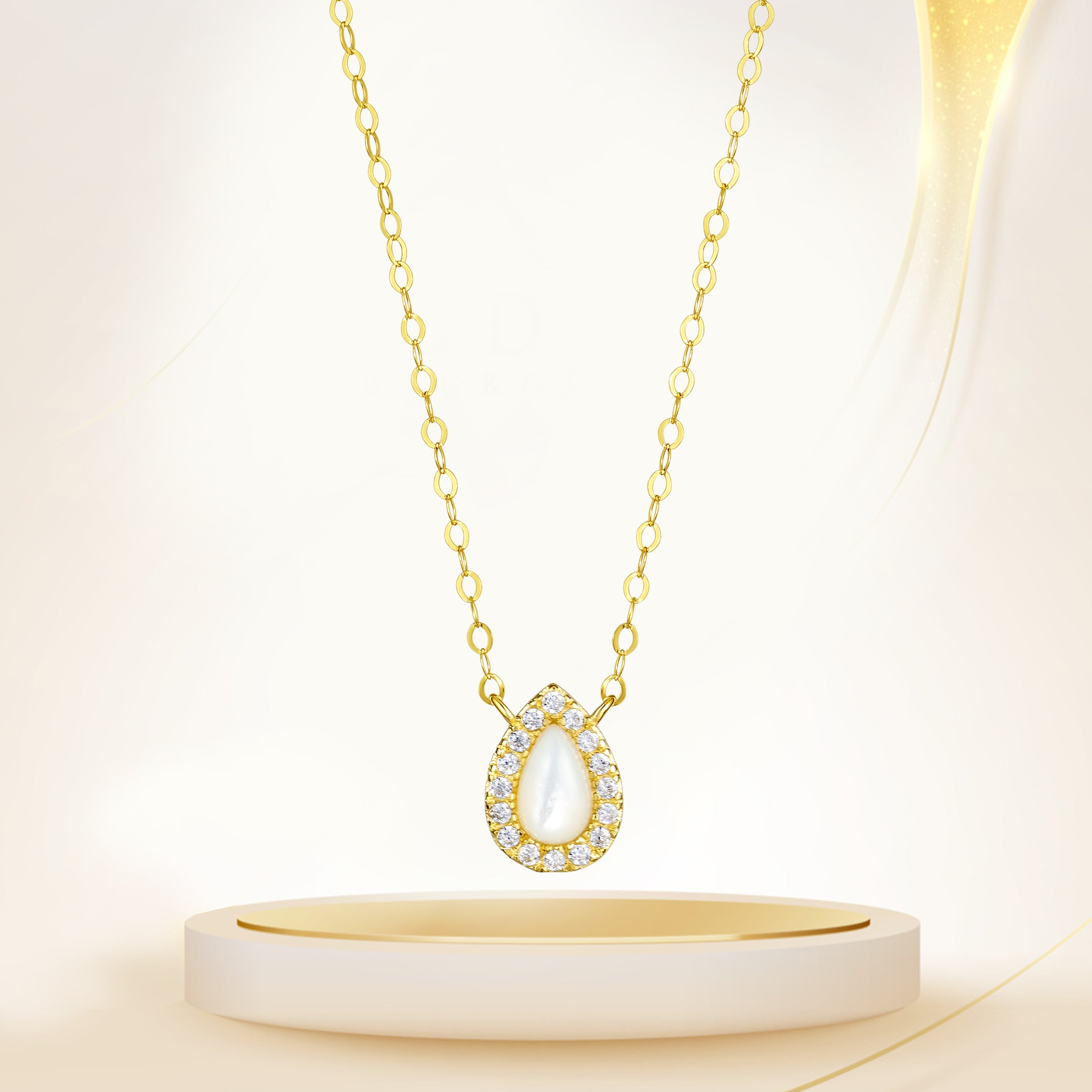 18K Pure Gold White Stone Necklace