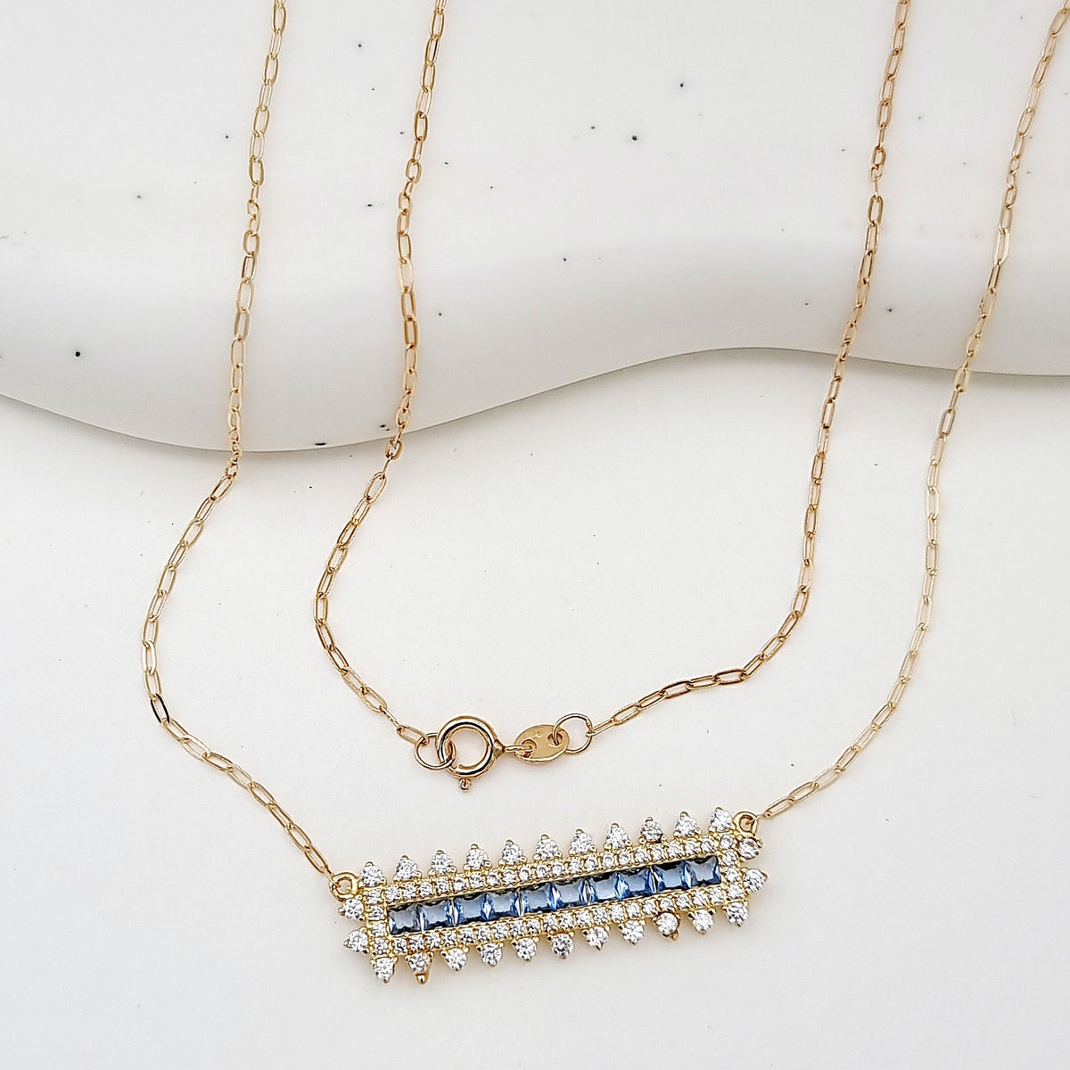 Light Blue Nacre Stone Necklace – Gold Plated main image 0