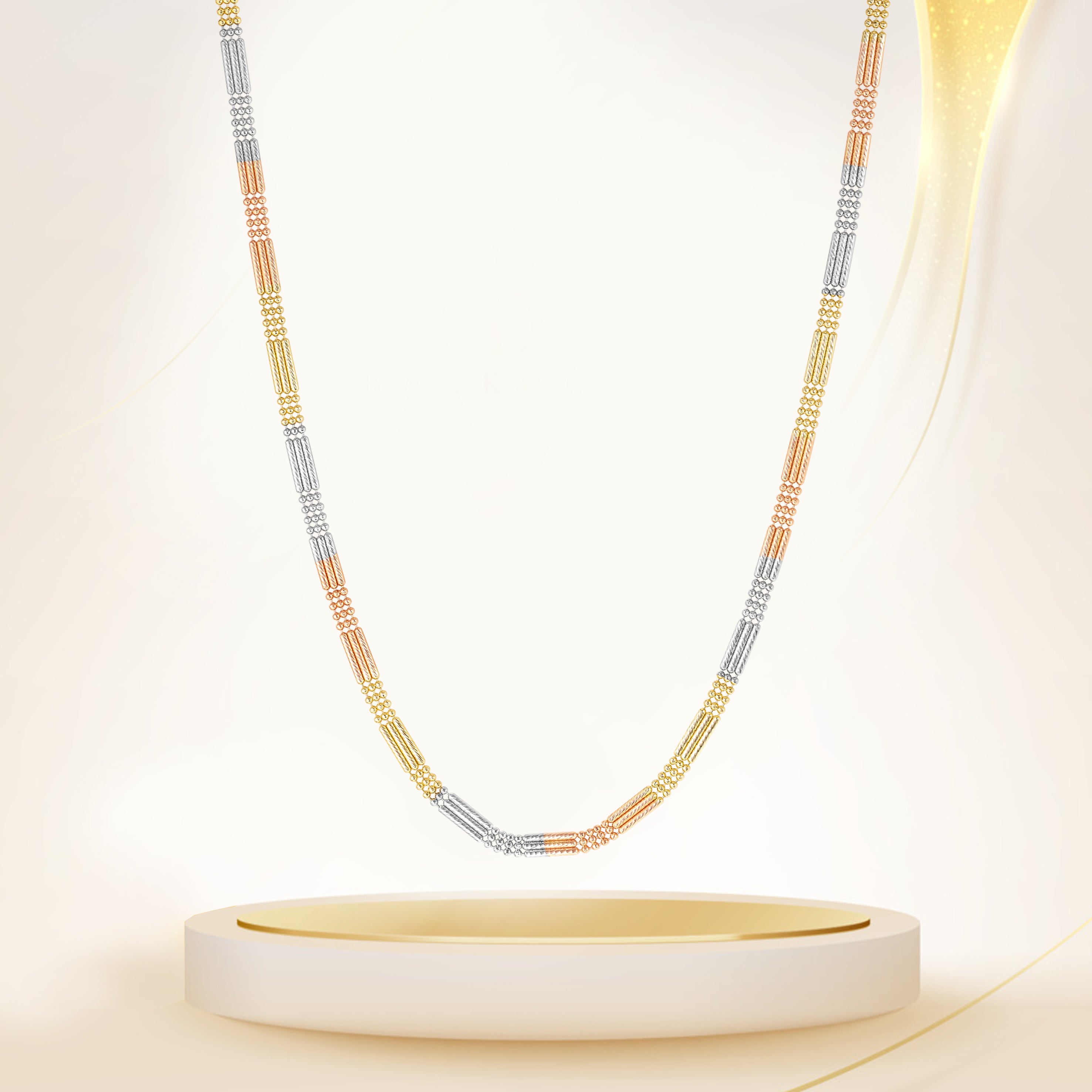 18K Pure Gold 3 Color Layer Seed Chain