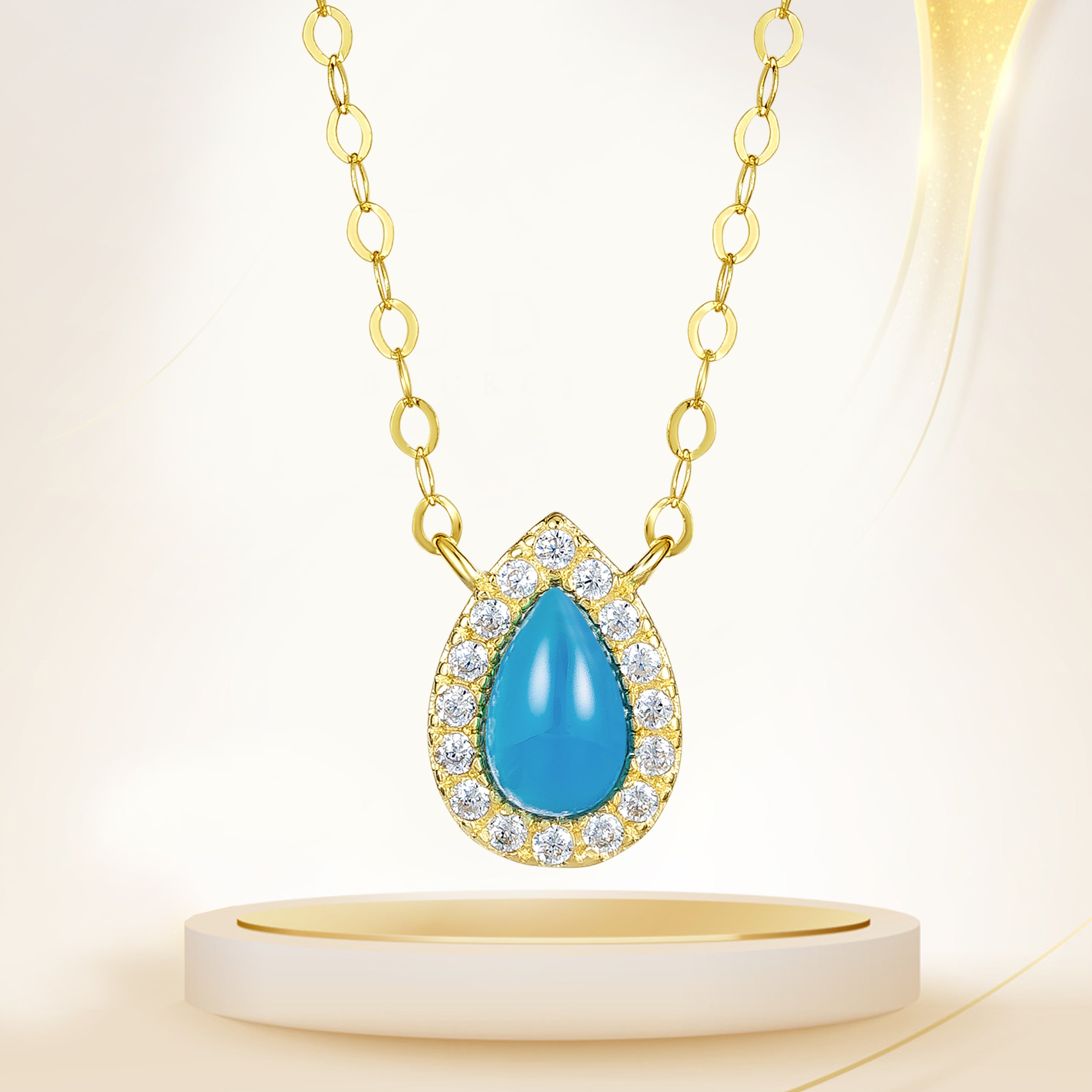 18K Pure Gold Skye Blue Stone Necklace