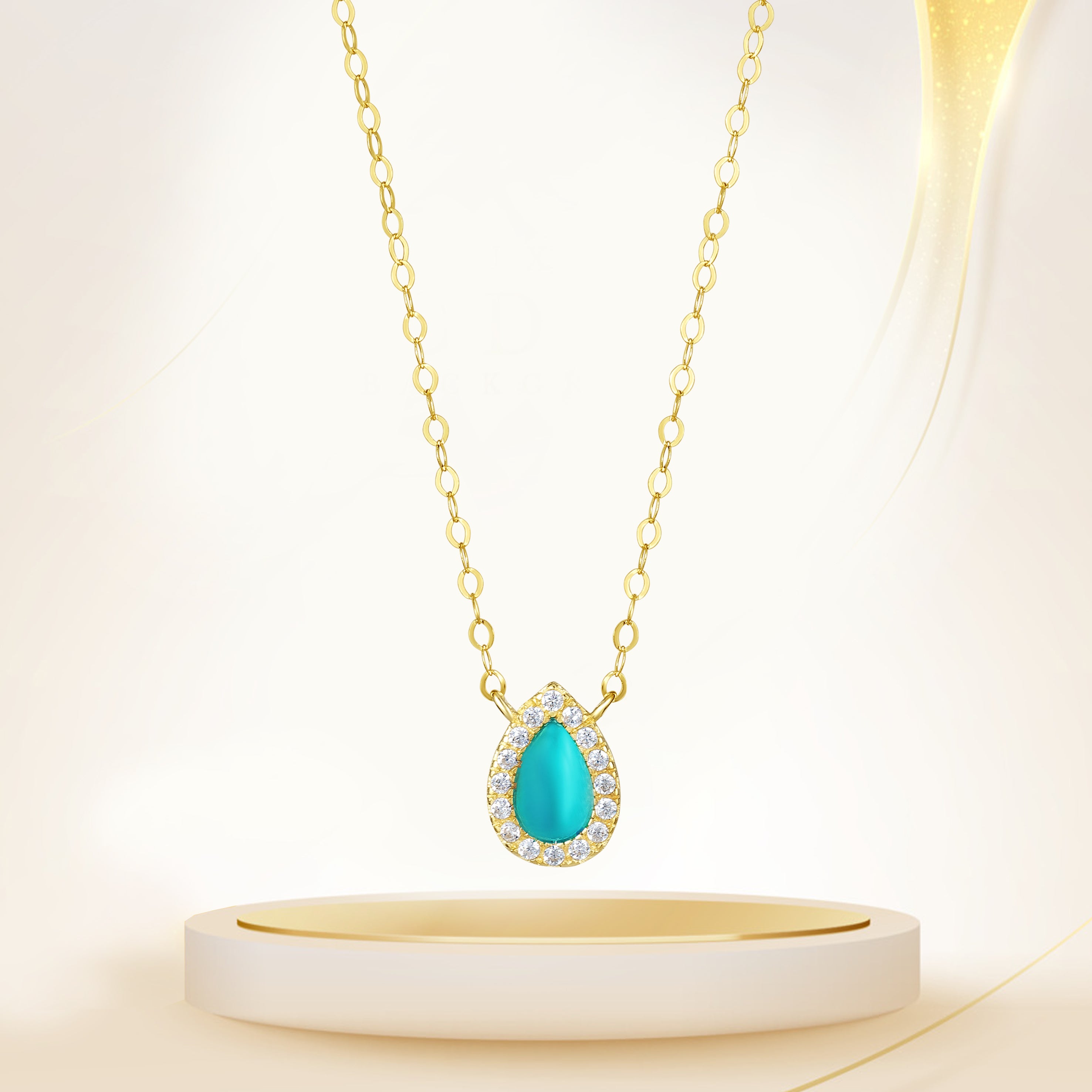 18K Pure Gold Skye Blue Stone Necklace