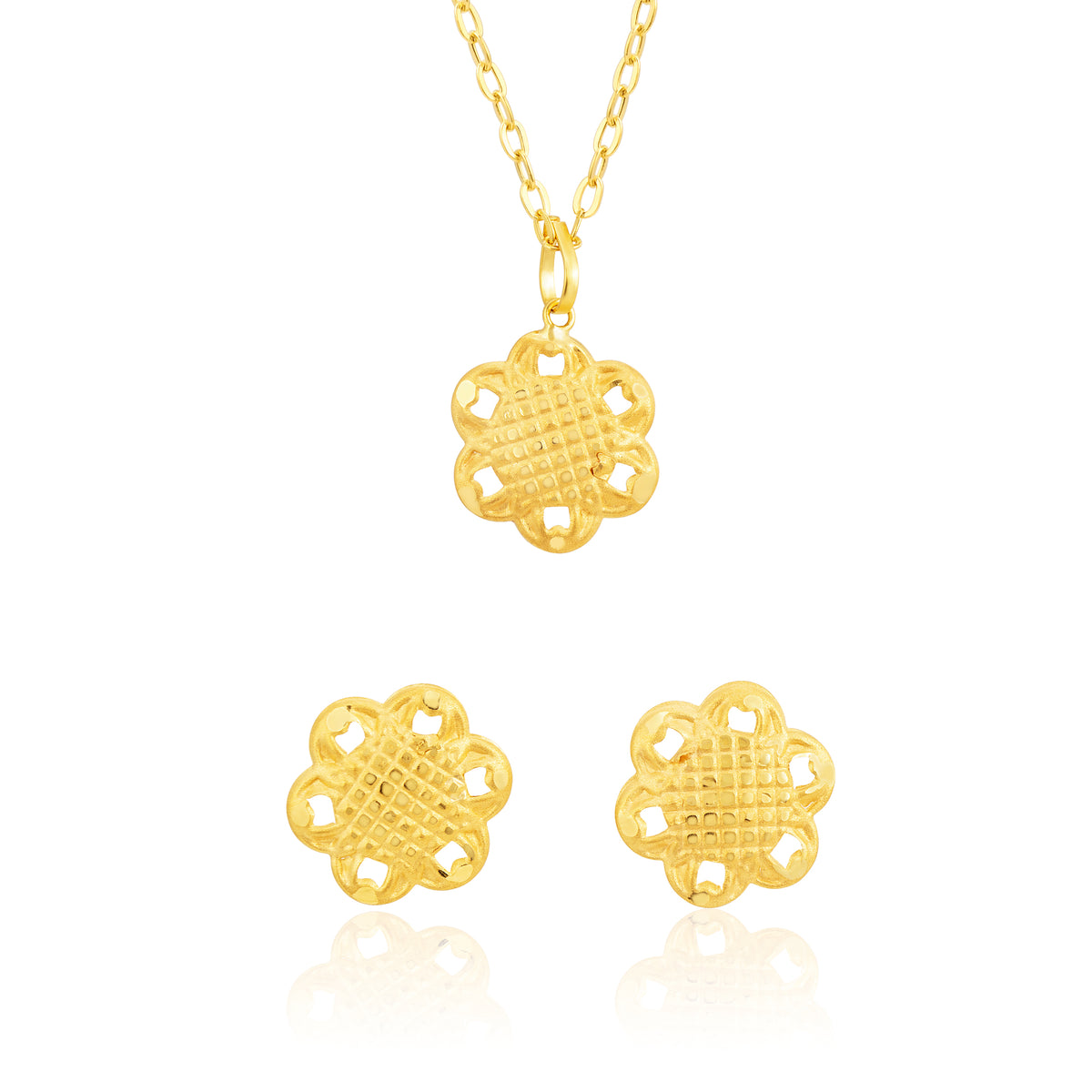 18K Pure Gold Flower Jewelry Set Tala Gold Collection