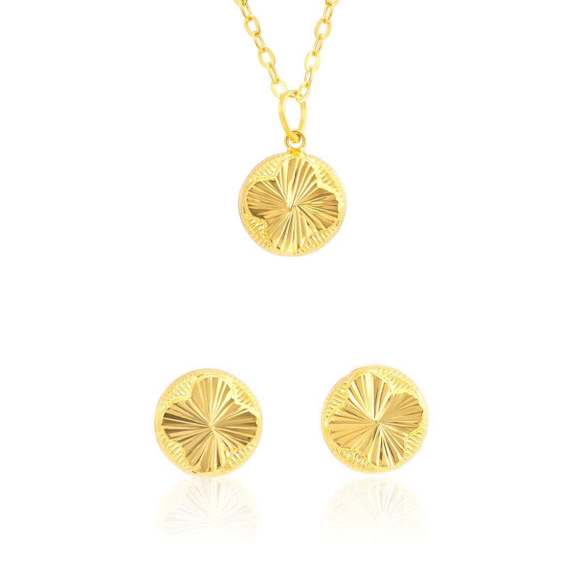 18K Pure Gold Round Flower Jewelry Set Tala Gold Collection