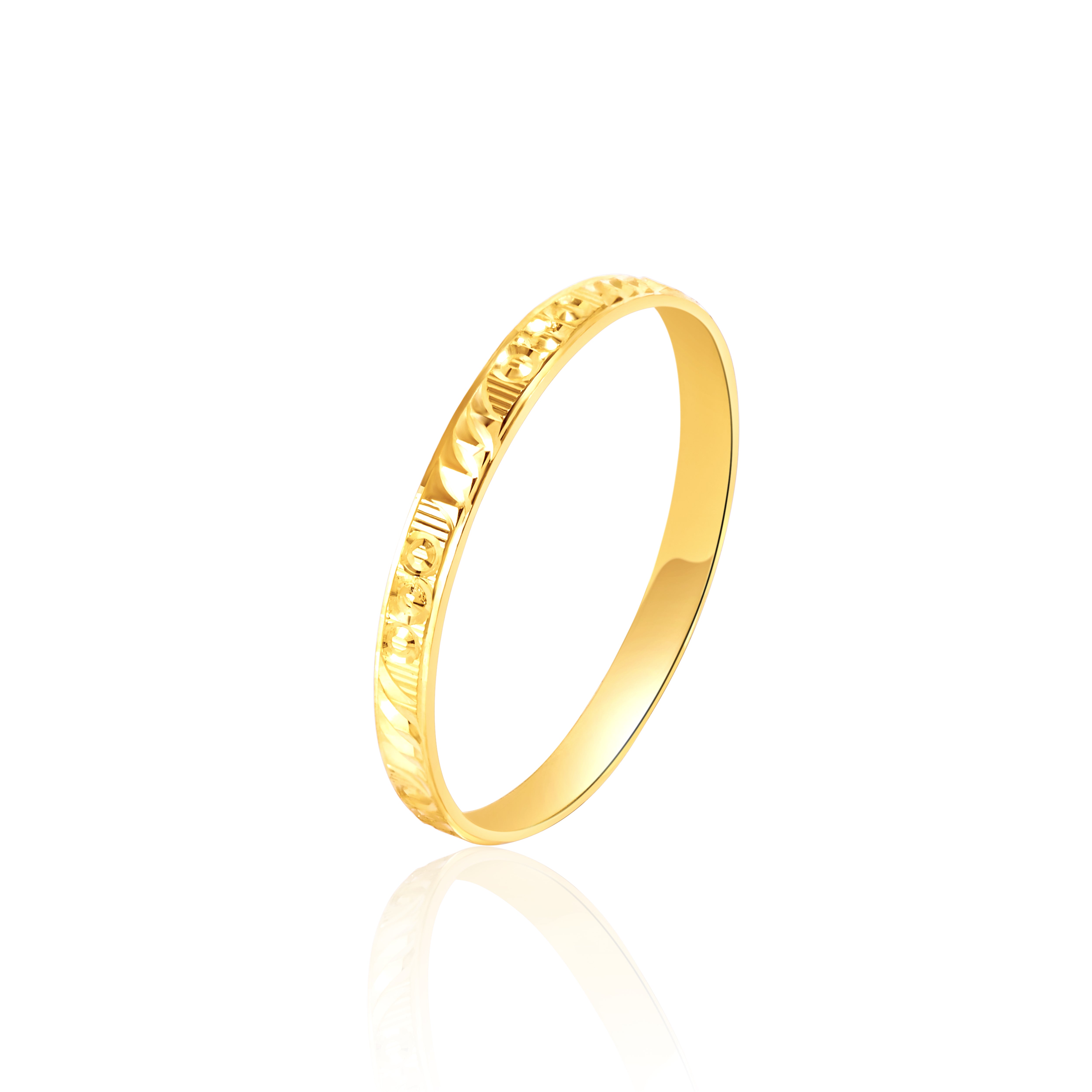 18K Pure Gold Round Ring