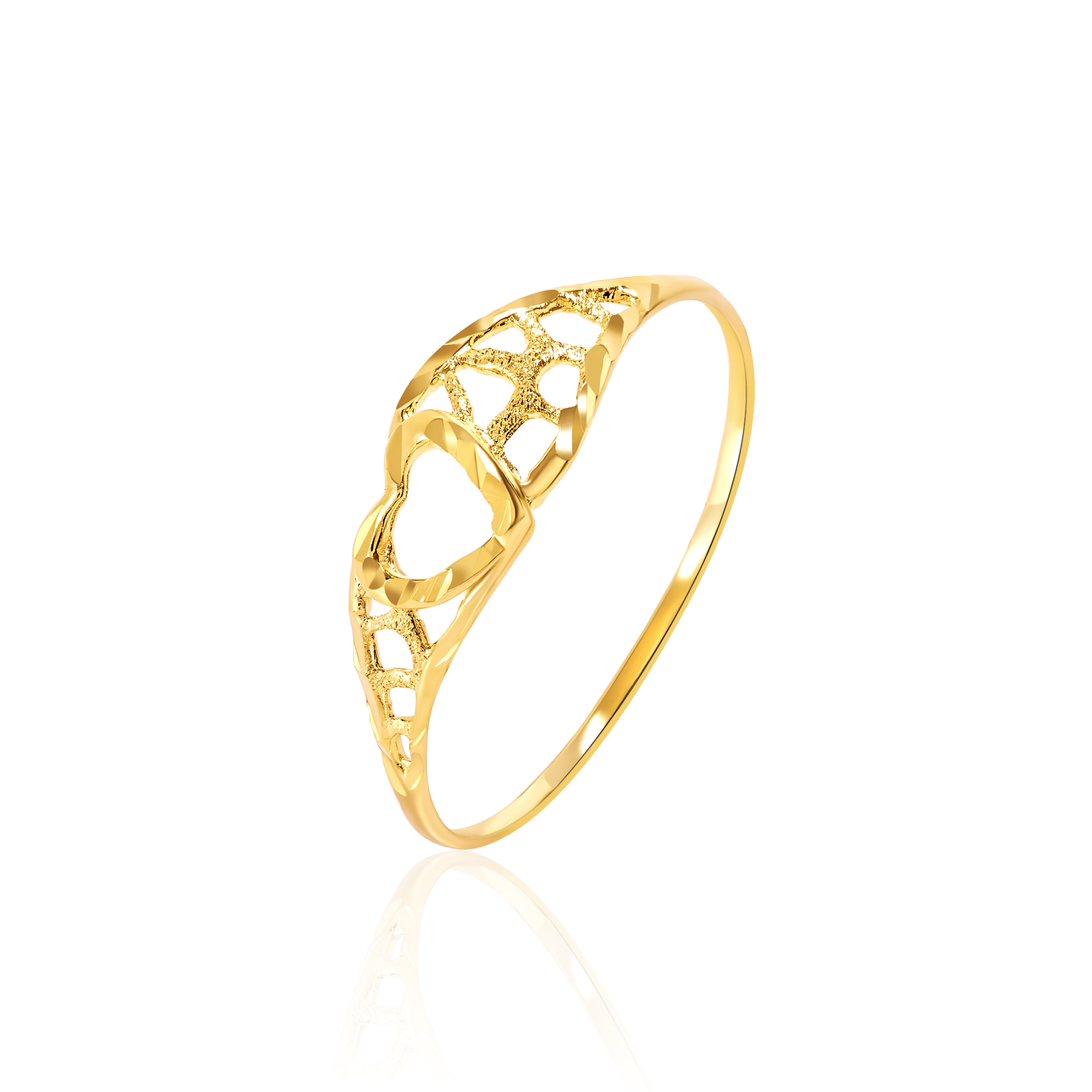 18K Pure Gold Heart Ring