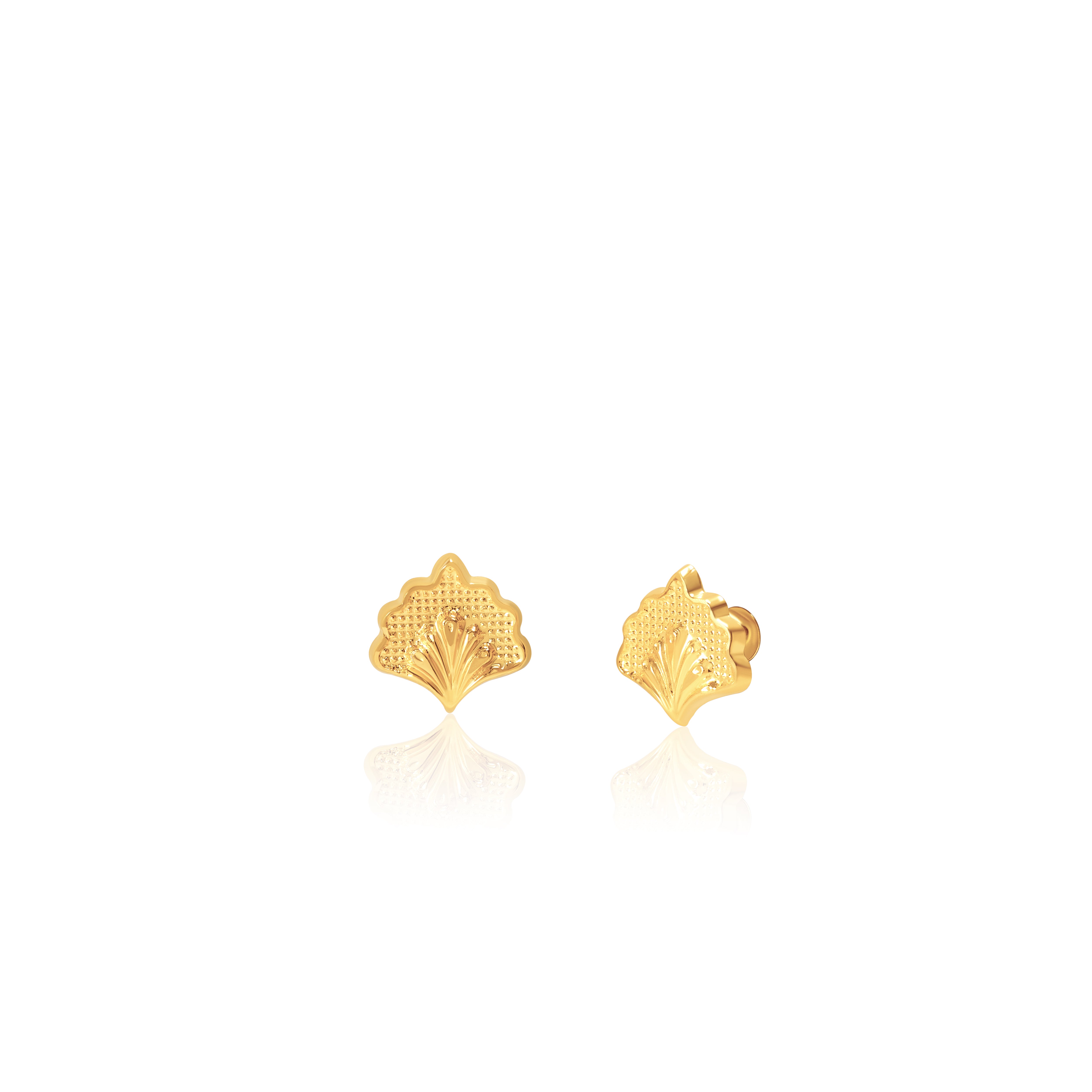 18K Pure Gold Tree Screw Earring Set