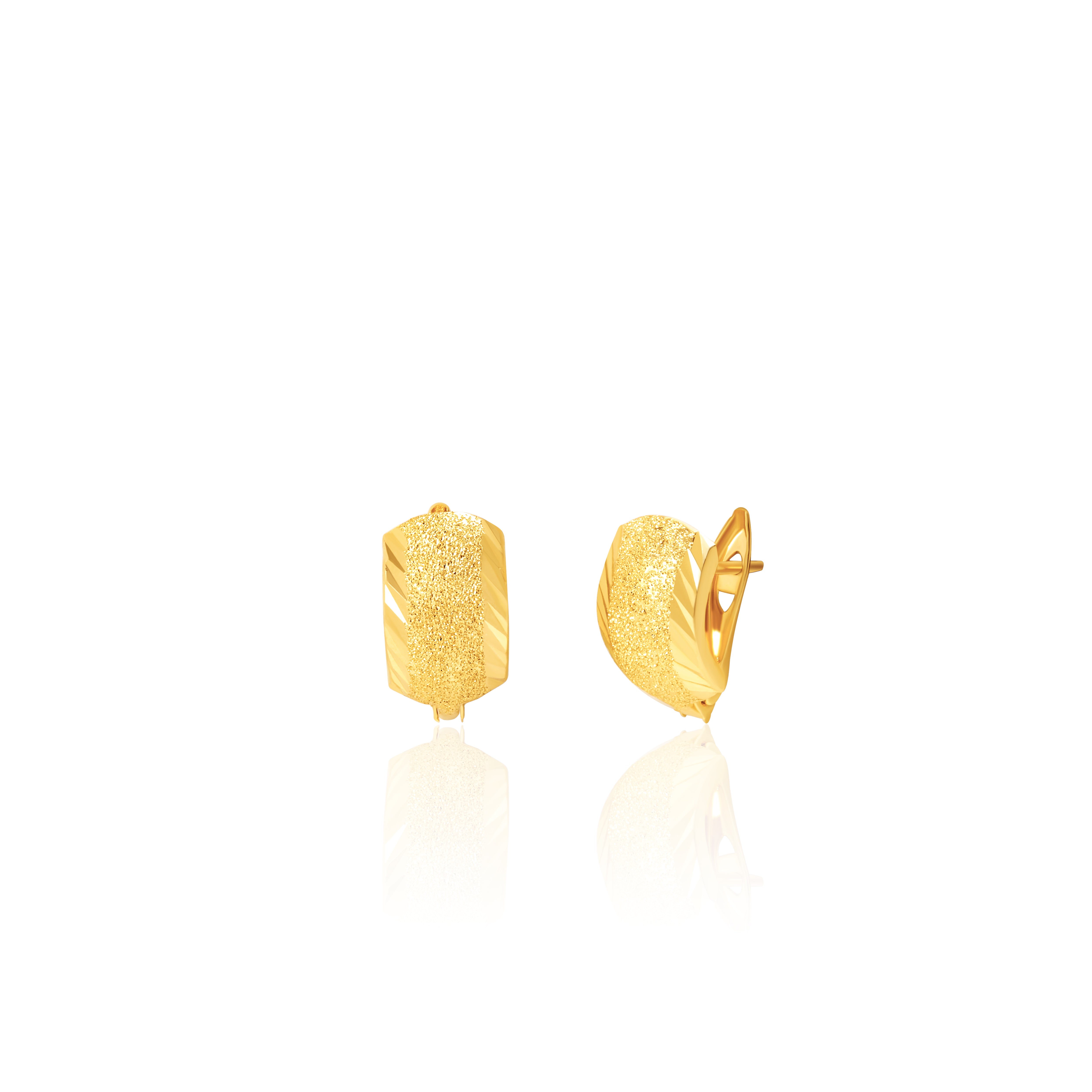 18K Pure Gold Curved Clip Earring Set