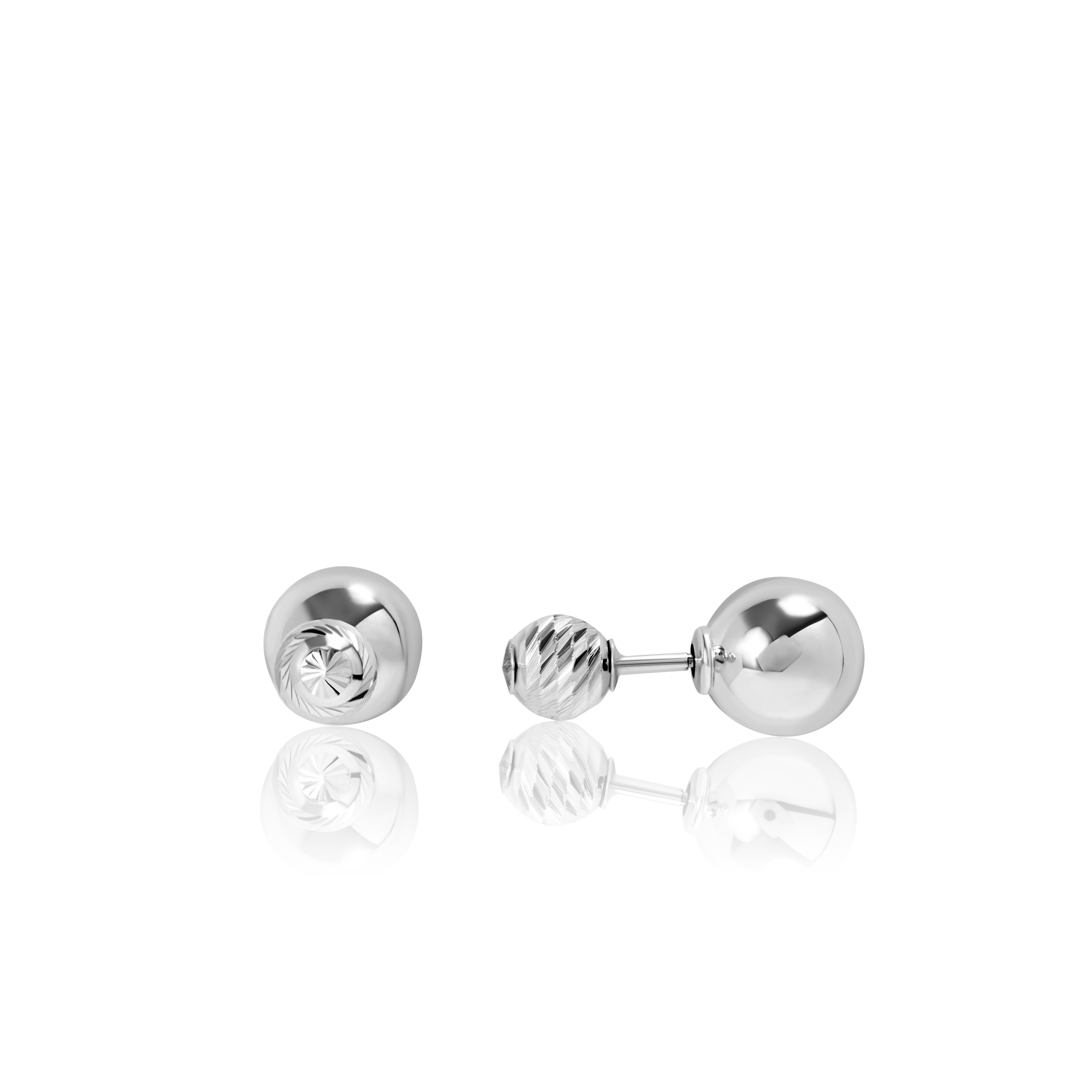 18K Pure White Gold Seed Earring Set