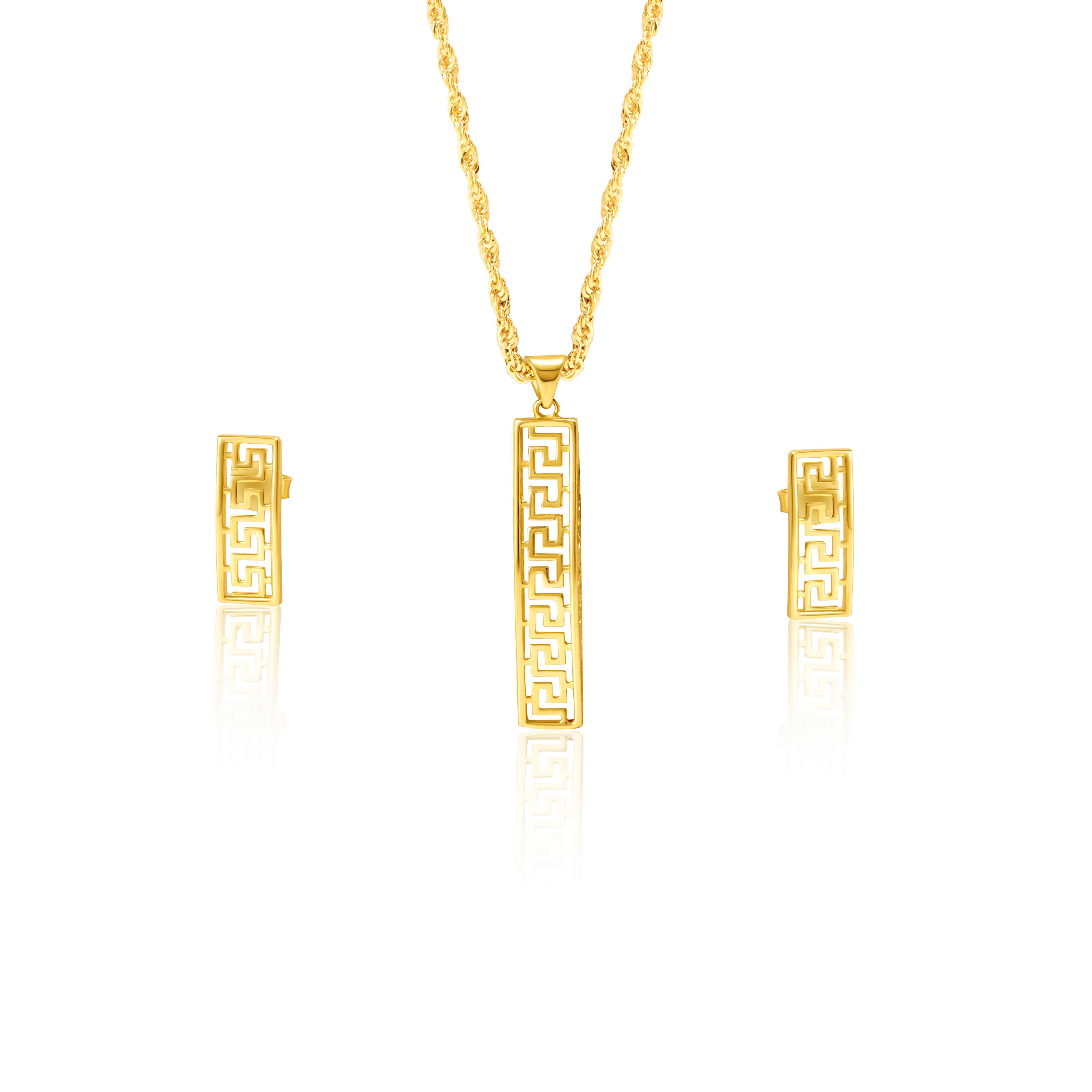 18K Pure Gold Long Bar Jewelry Set