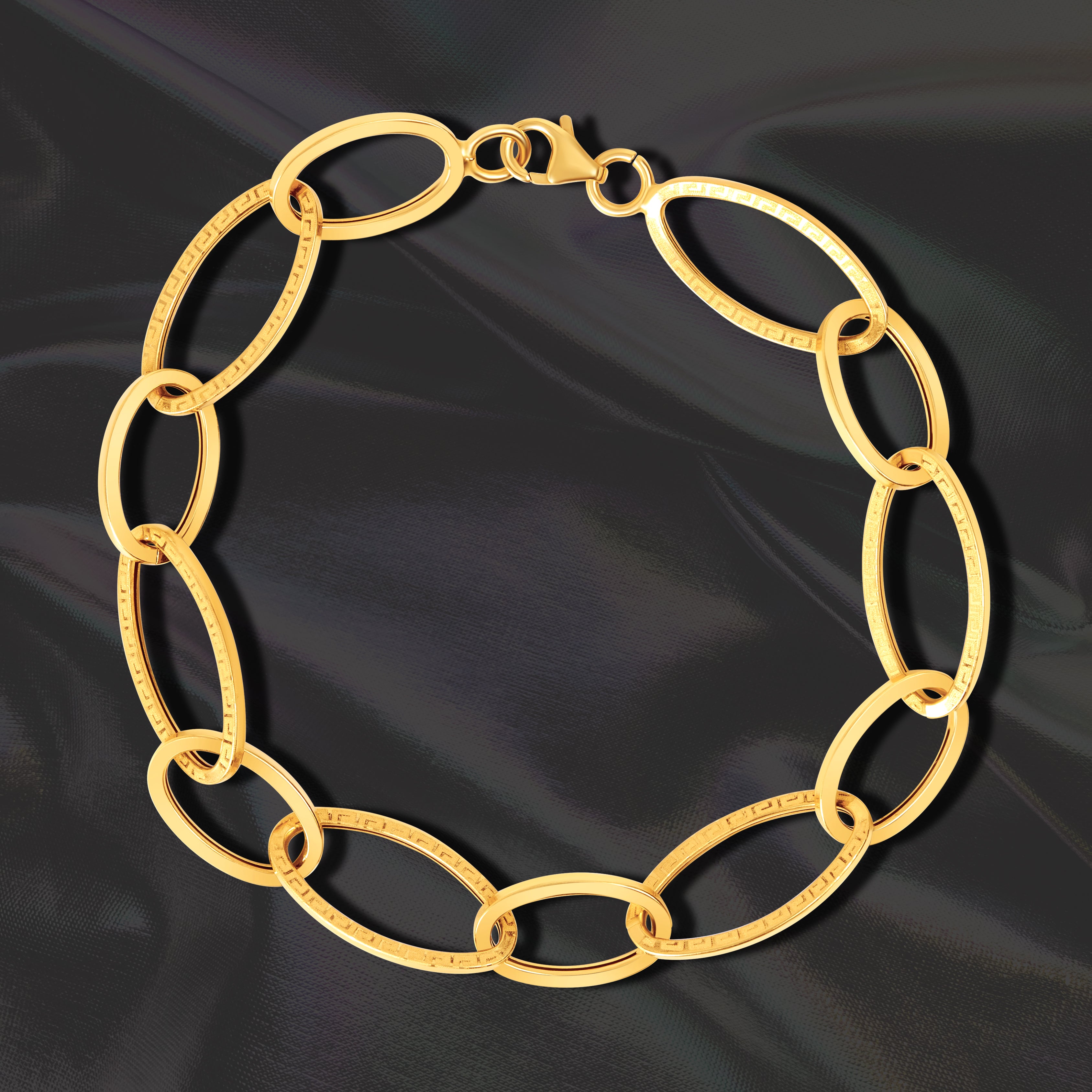 18K Pure Gold Oval Linked Bracelet