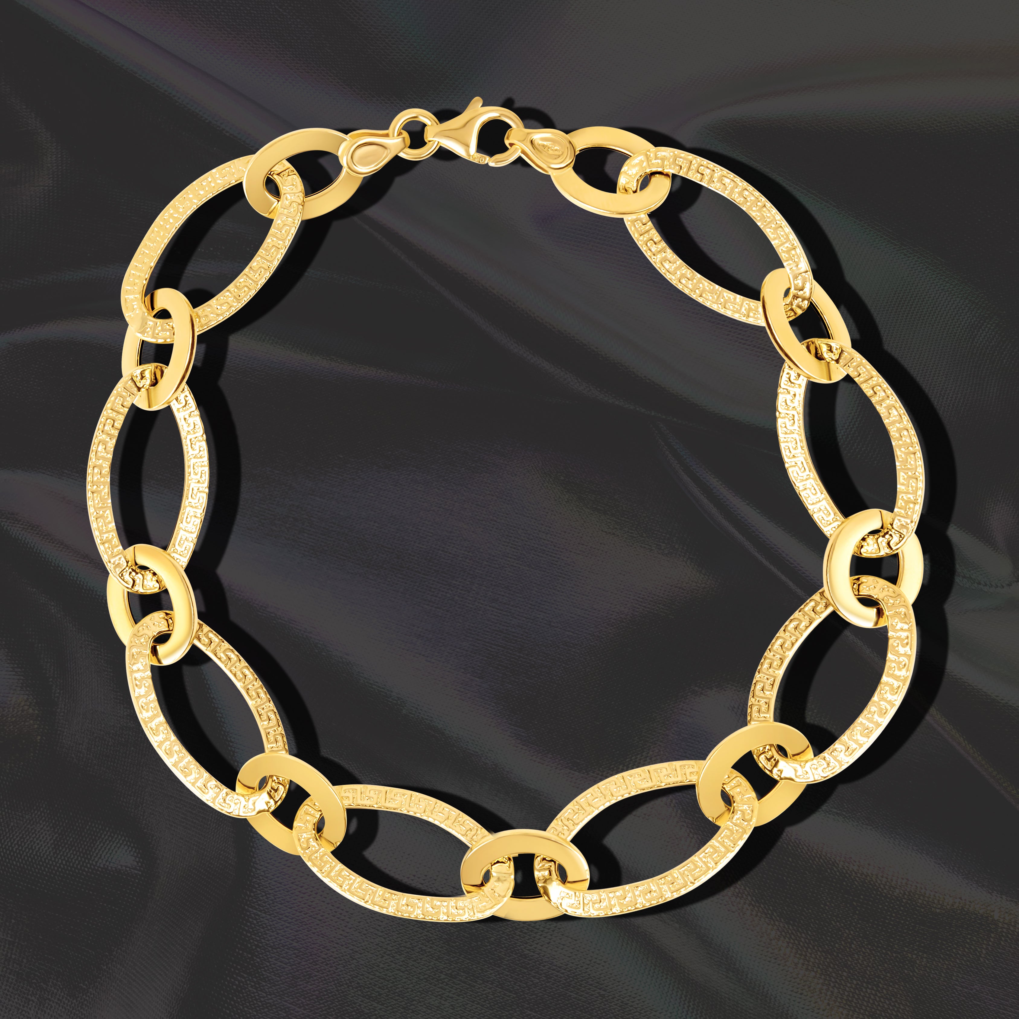 18K Pure Gold Oval Linked Bracelet