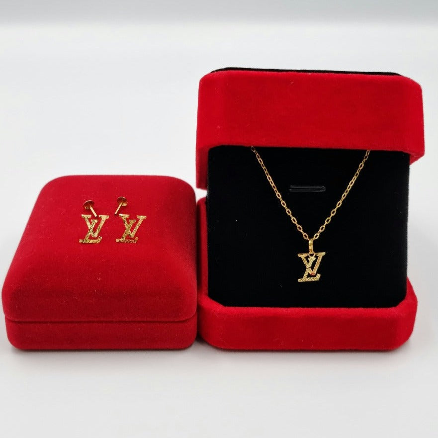 18K Pure Gold Jewelry Set