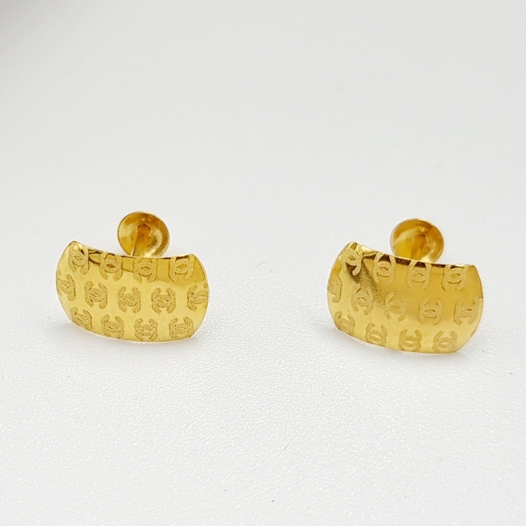 18K Pure Gold C.H Stud Earring Set