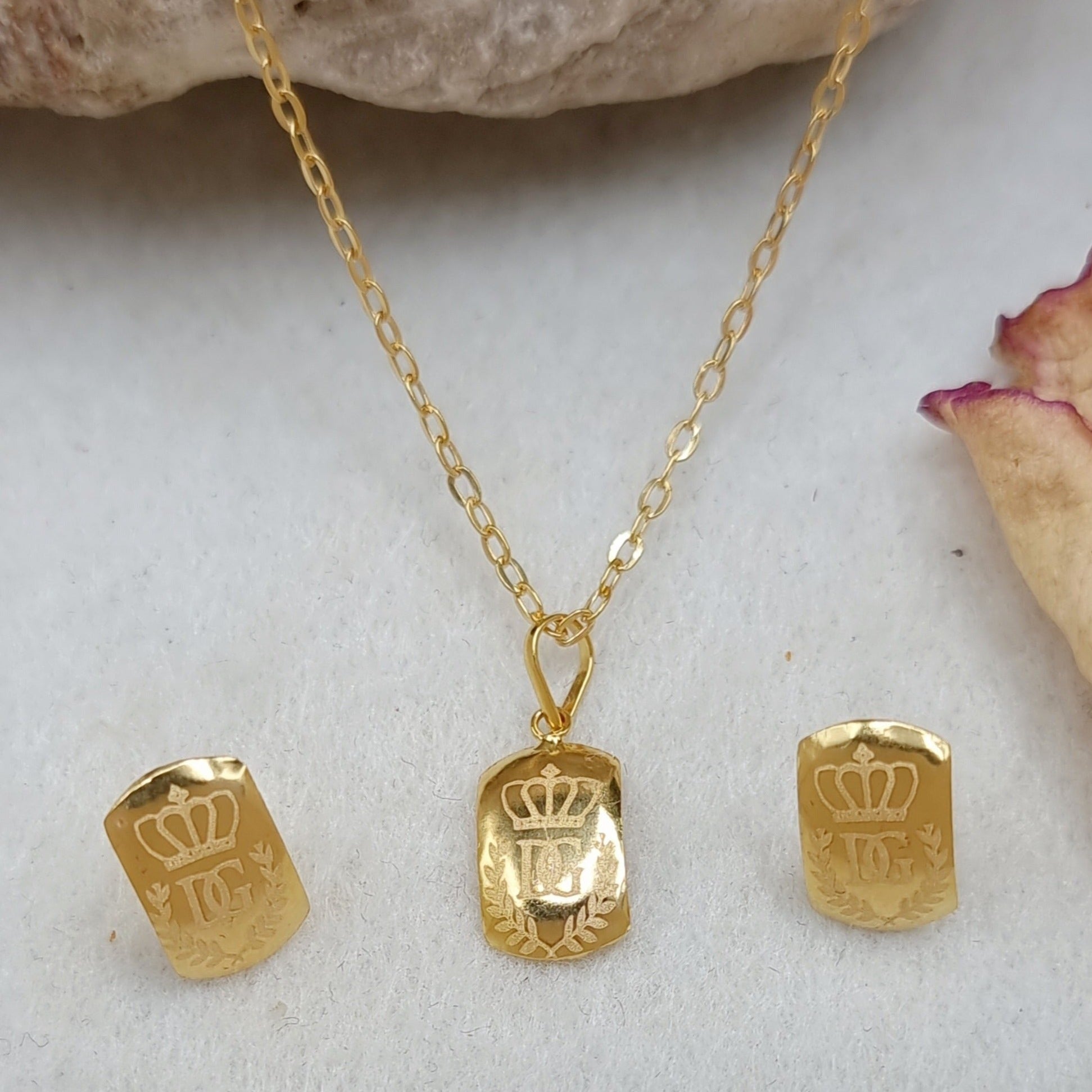 18K Pure Gold D.G Crown Clip Jewelry Set
