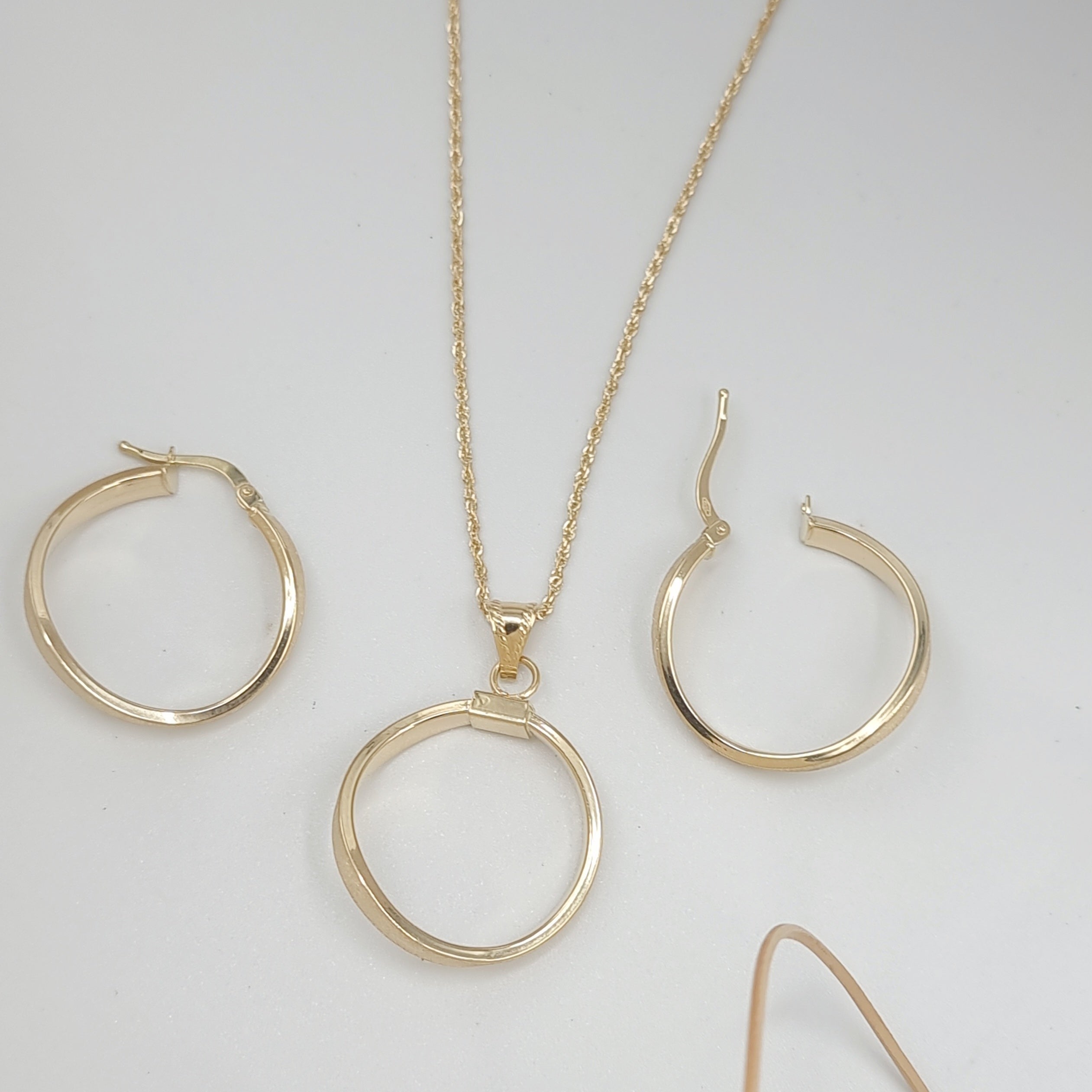 18K Pure Gold Curved Round Jewelry Set