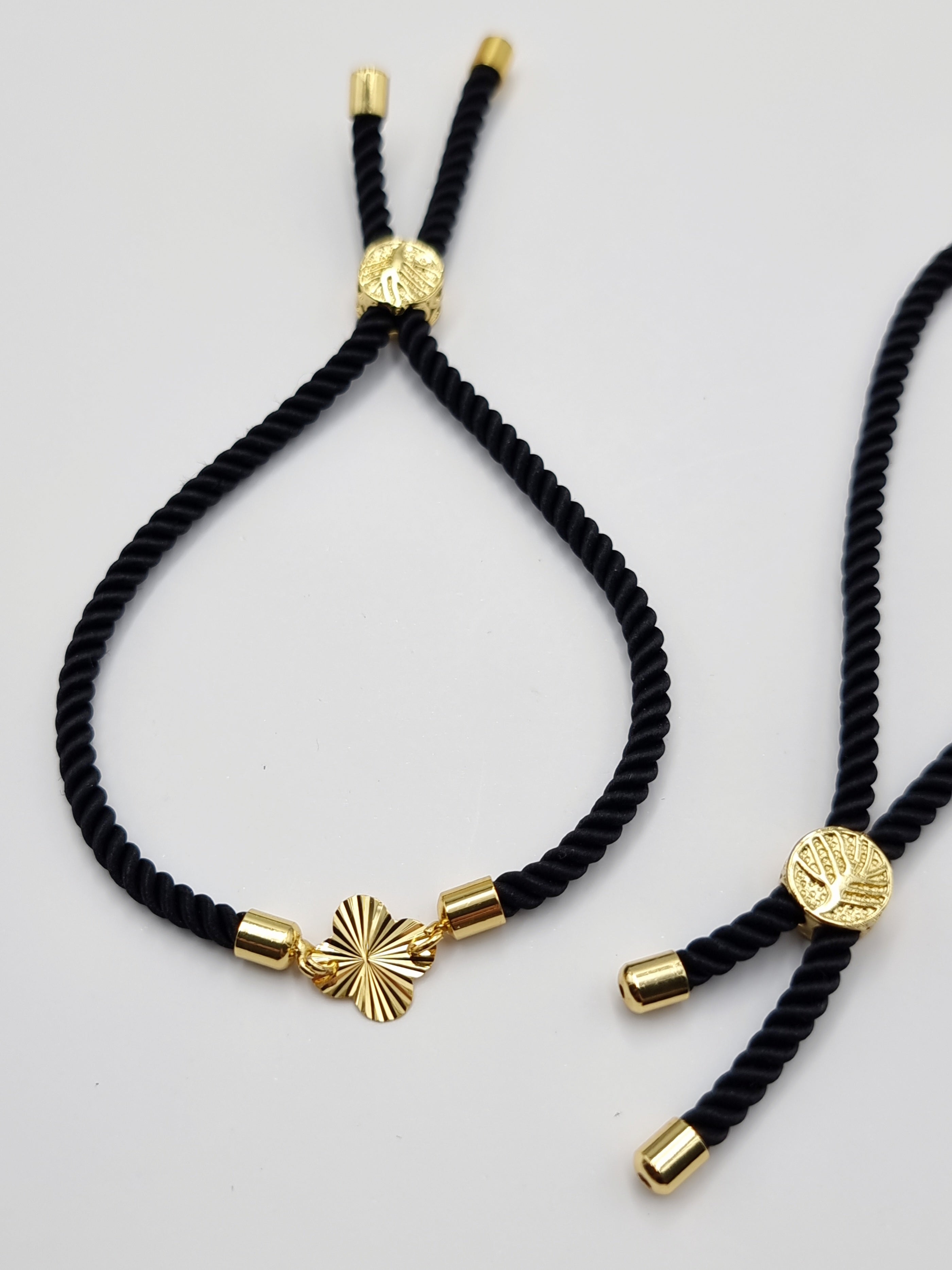 21K Pure Gold Thread Adjustable Flower Design Bracelet