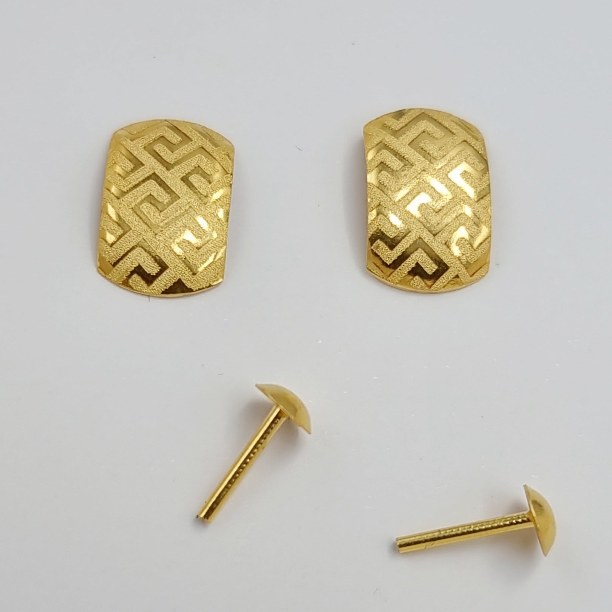 18K Pure Gold Screw Earring Set