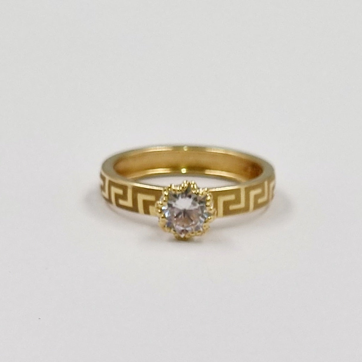 18K Pure Gold Elegant Stone Ring
