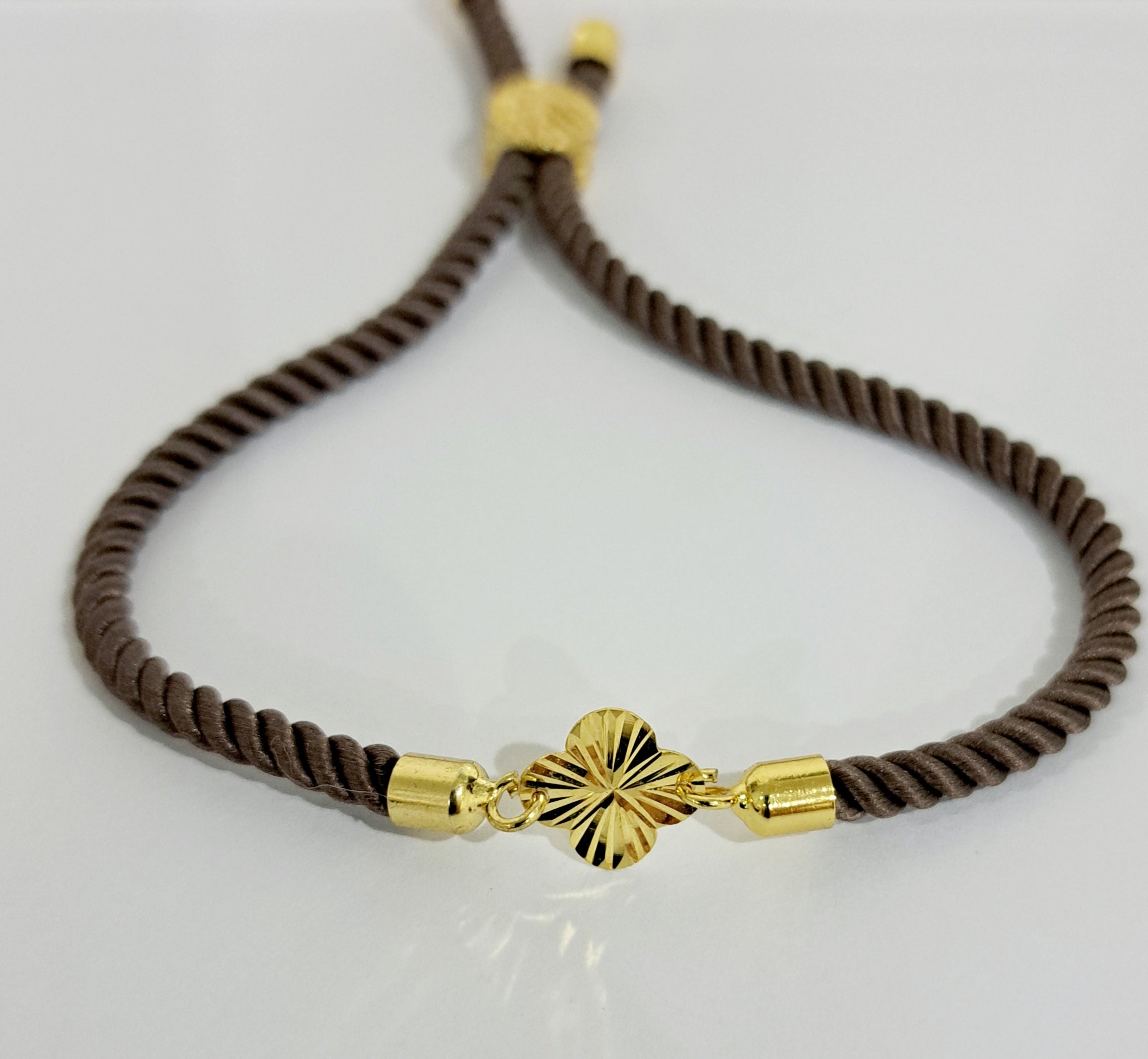 21K Pure Gold Thread Adjustable Flower Design Bracelet