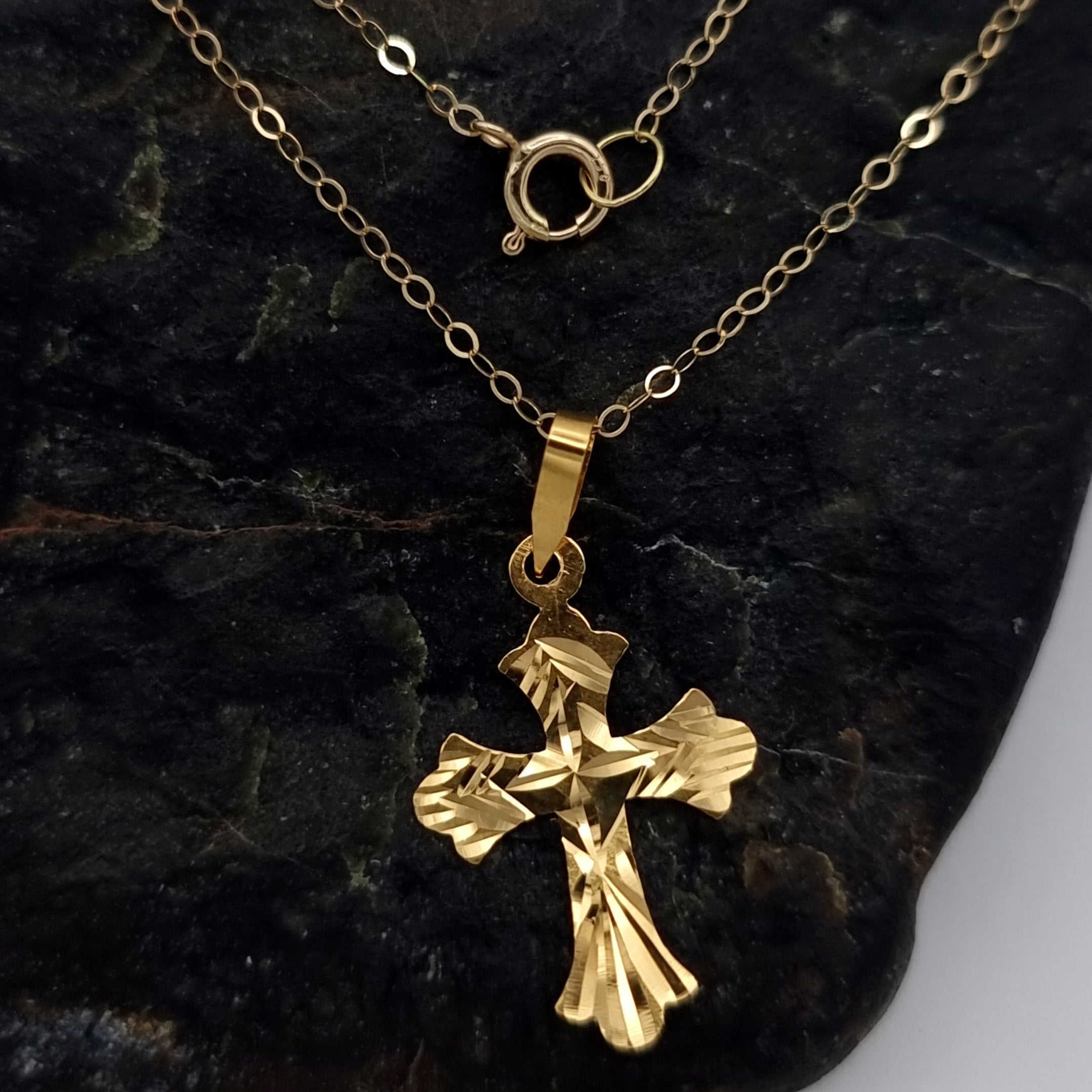 18K Pure Gold Cross Necklace