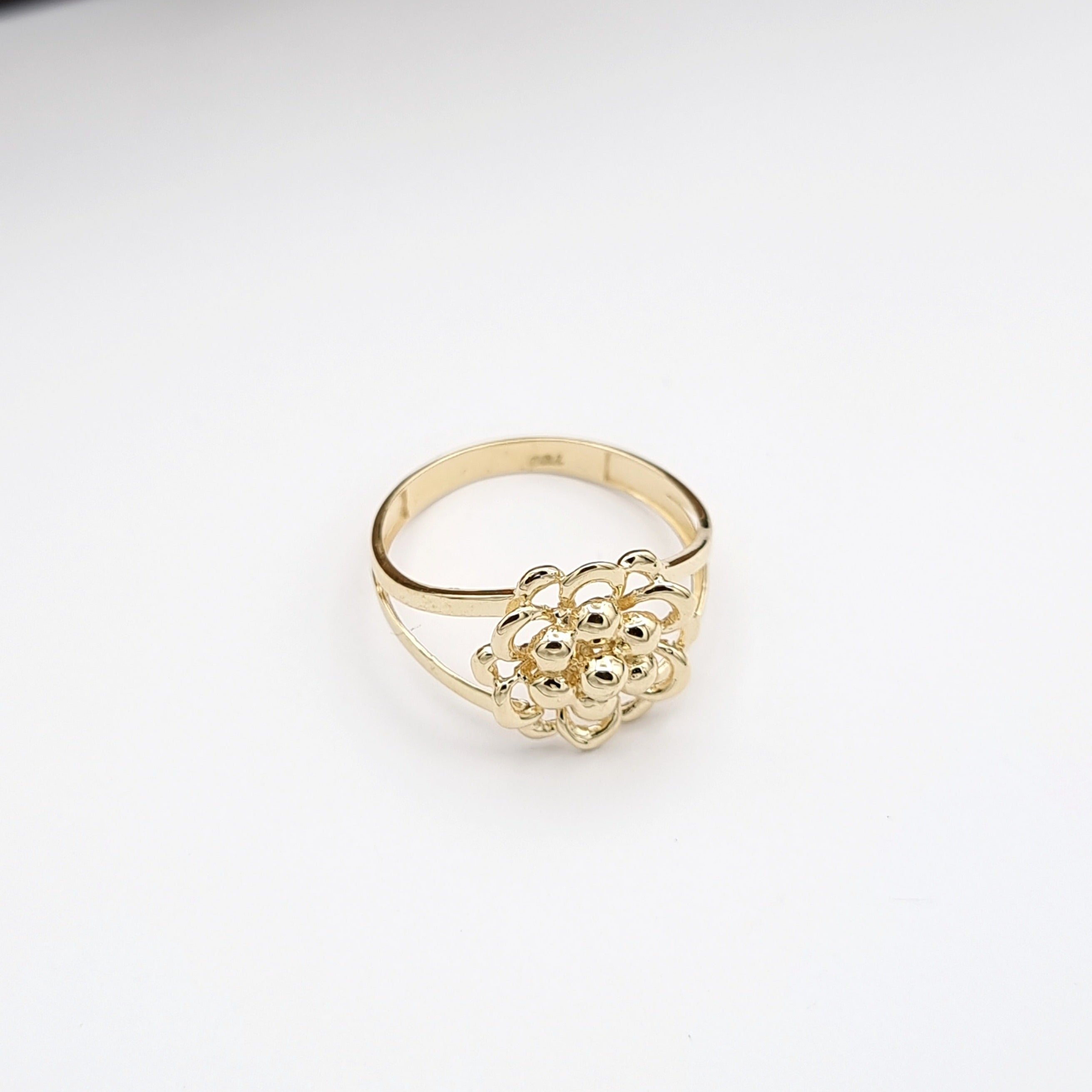 18K Pure Gold Fine Flower Ring