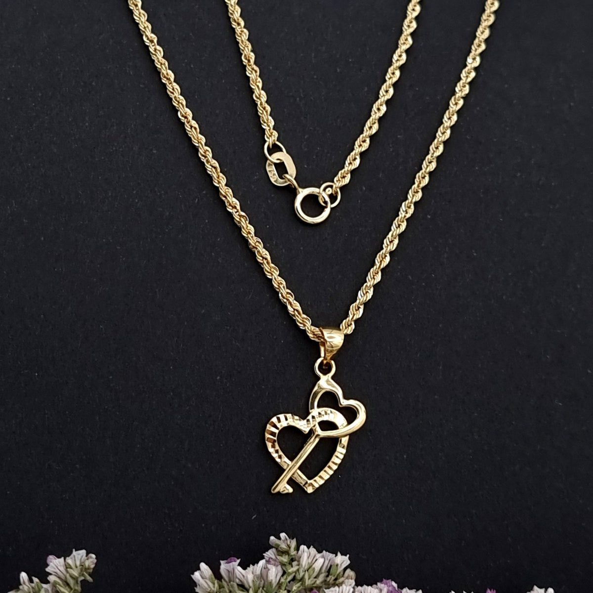 18K Pure Gold Heart Key Necklace Tala Gold Collection