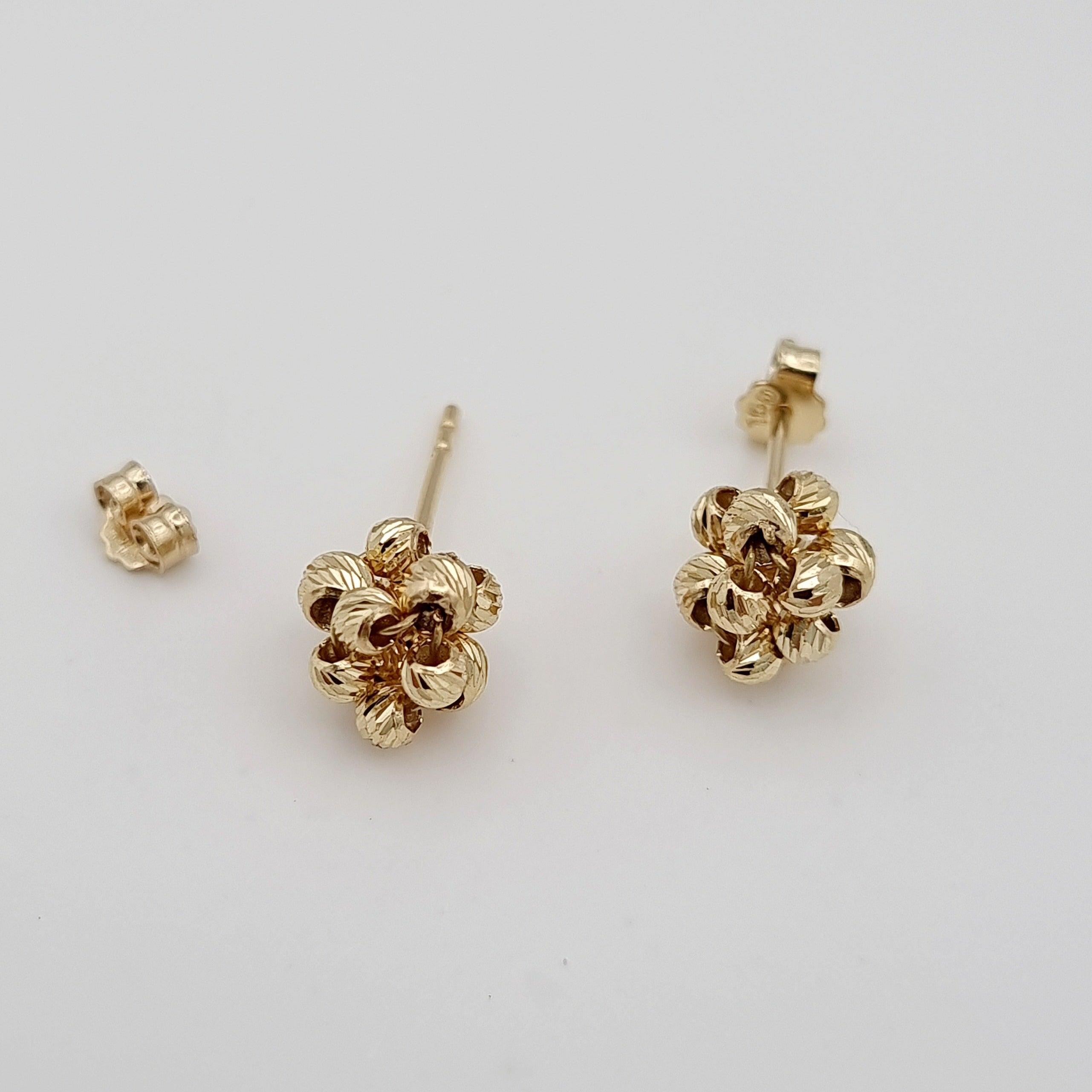 18K Pure Gold Flower Seed Stud Earring Set