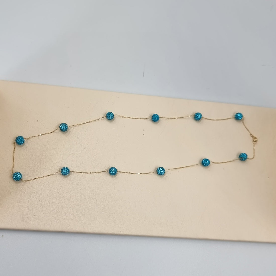 18K Pure Gold Crystal Blue Ball Necklace