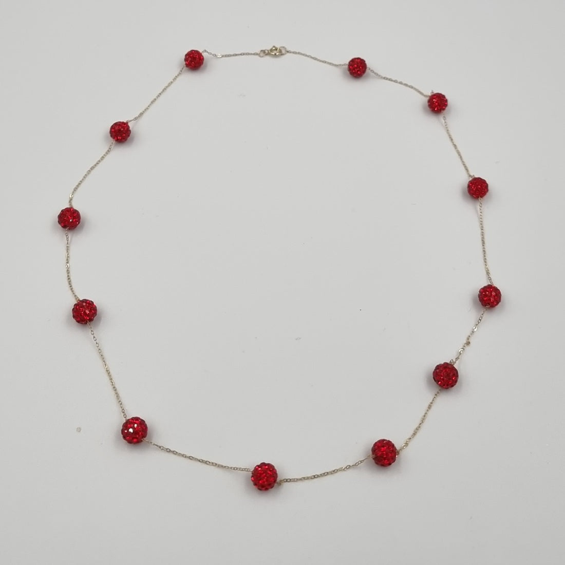 18K Pure Gold Crystal Red Ball Necklace