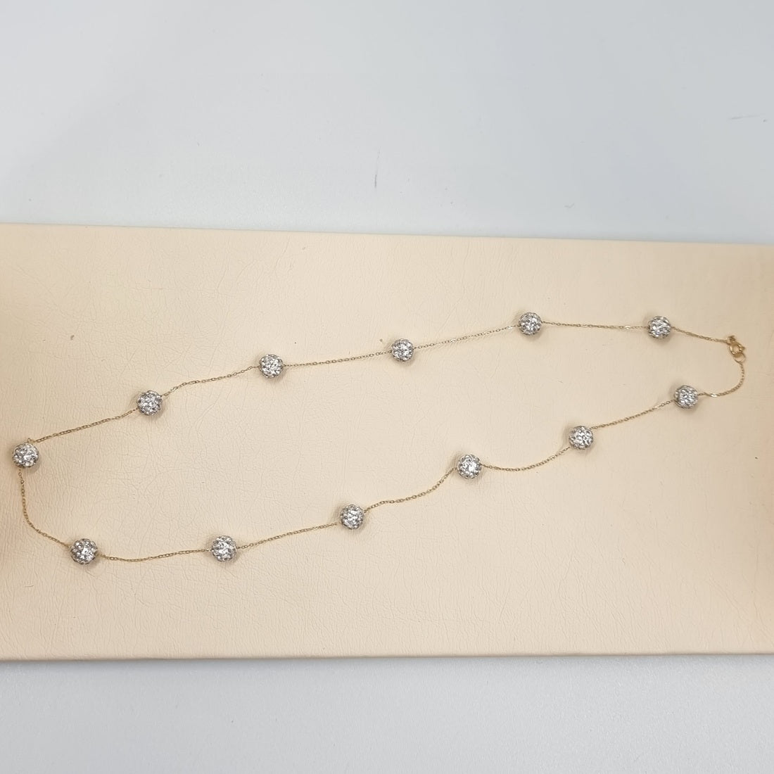 18K Pure Gold Crystal White Ball Necklace 18K Gold Necklace for Women