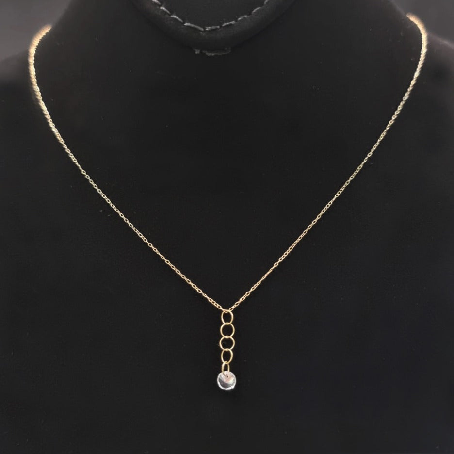 18K Pure Gold Crystal White Ball Necklace 18K Gold Necklace for Women Tala Gold Collection
