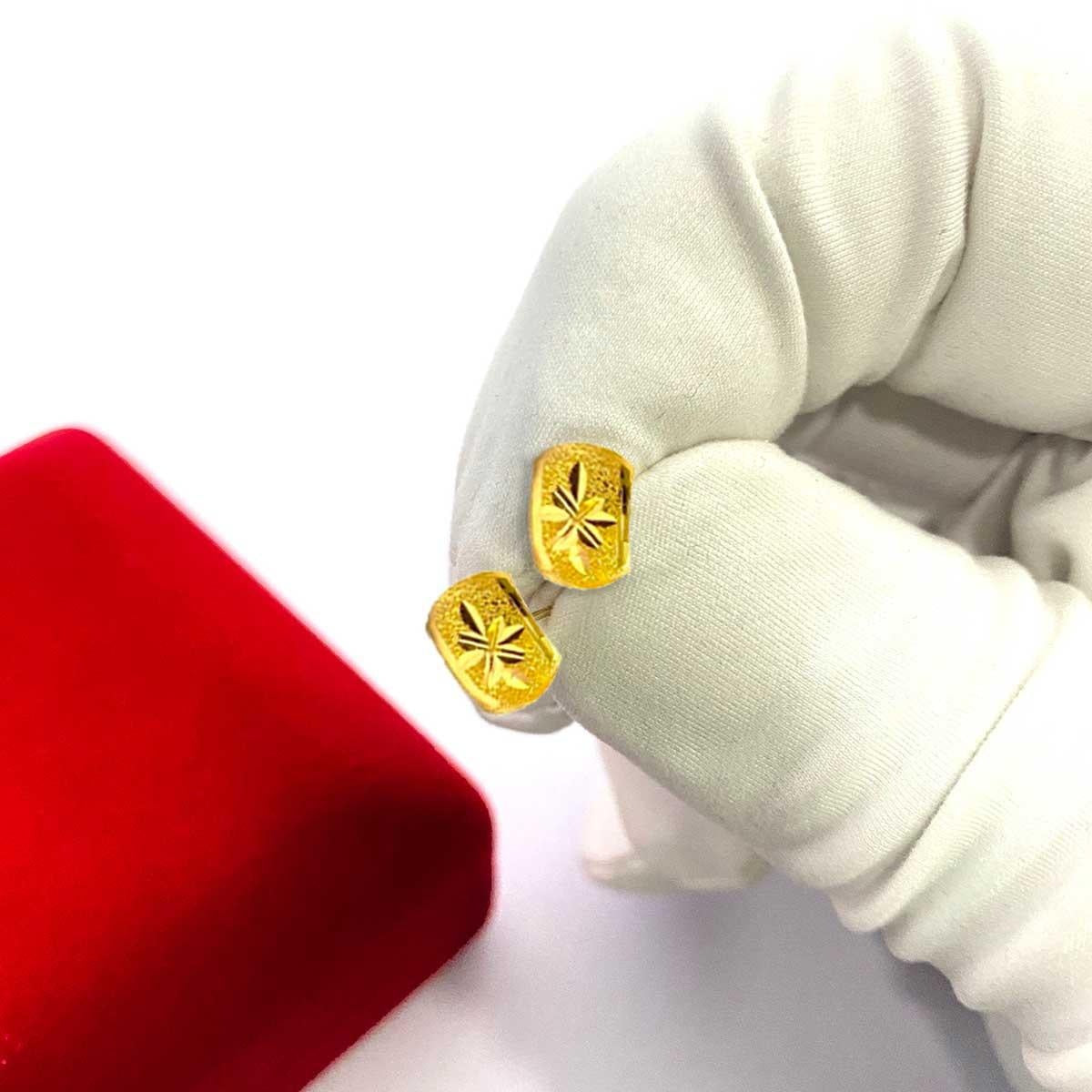 18K Pure Gold Clip Design Screw Stud Earrings