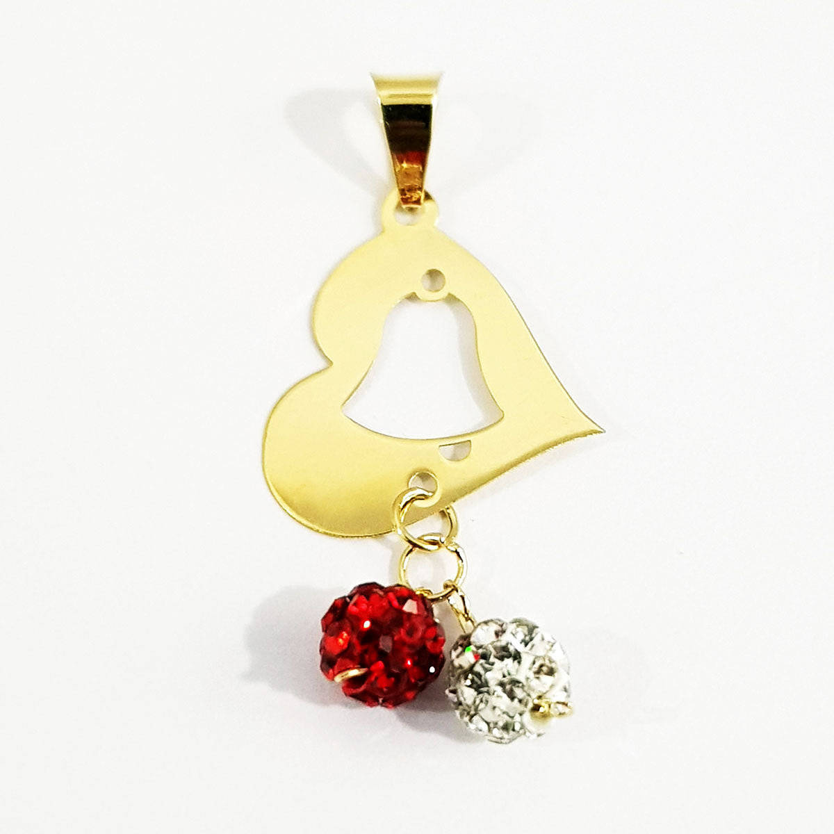 18K Pure Gold Heart w/ Swarski Design Necklace